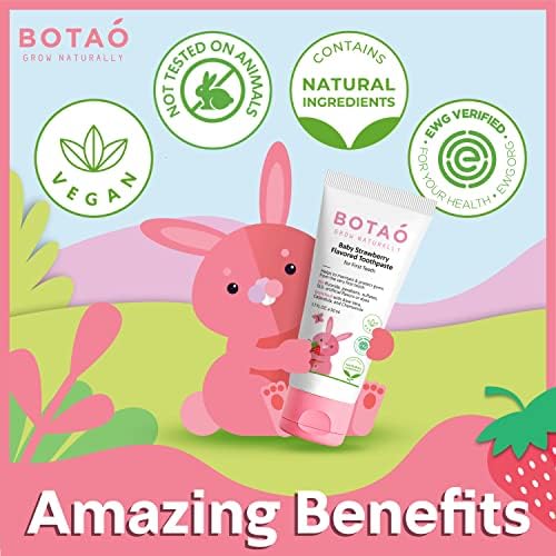 BOTAO Fluoride Free Toddler Toothpaste โ Strawberry Flavor (2-Pack) | EWG Verified, Vegan