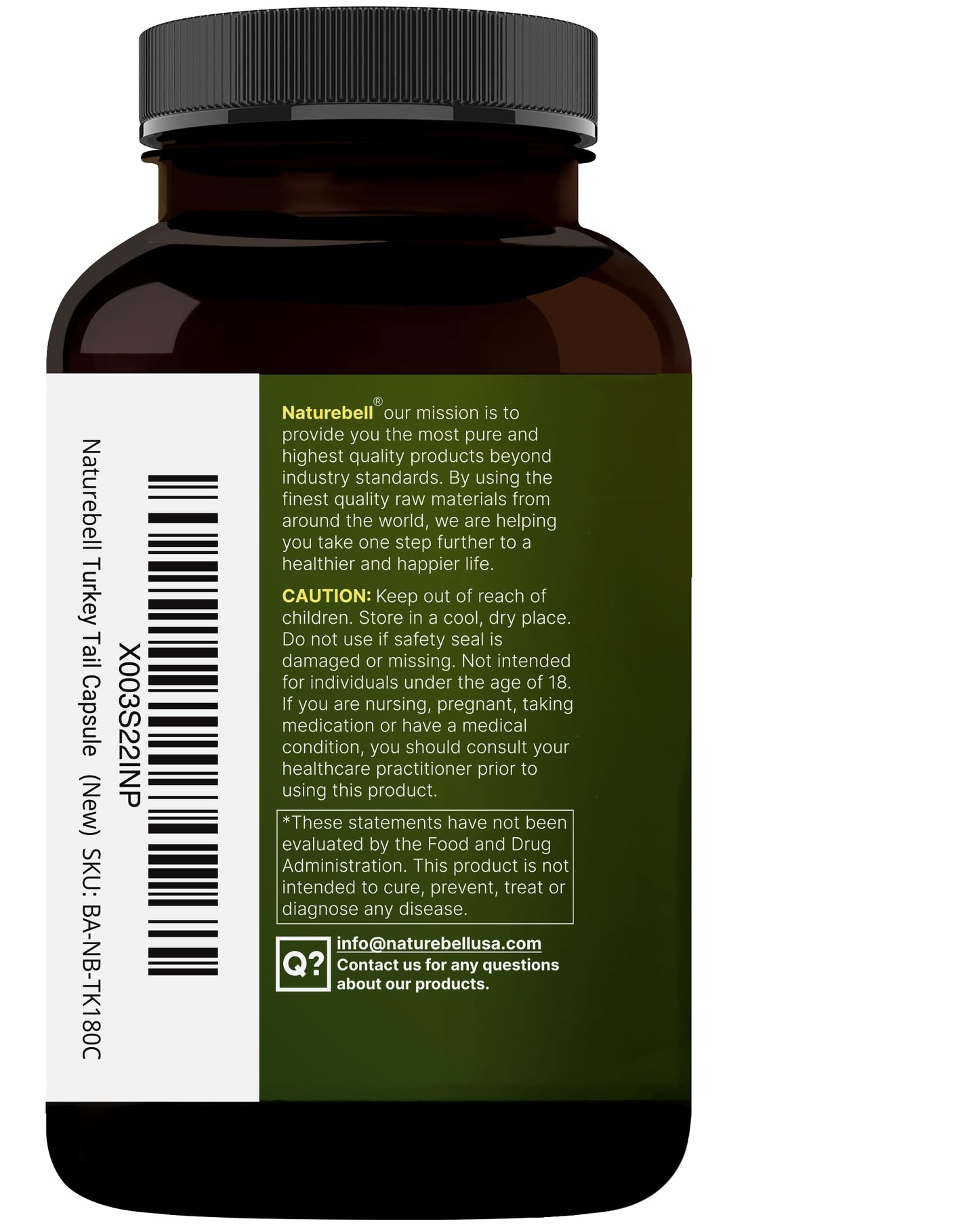 NatureBell Turkey Tail Mushroom Capsules β 15,000mg per Serving | 240 Count | 25:1 Extract for Immune & Brain Health