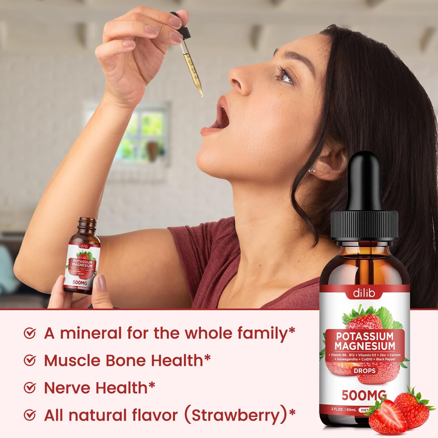 Potassium Magnesium Citrate Liquid Drops 500mg โ Vegan 2 Pack