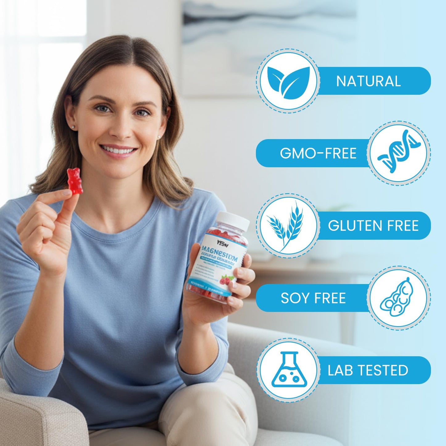 Magnesium Complex Gummies 8-Elemental 1000mg โ Vegan, Raspberry, 60 Count