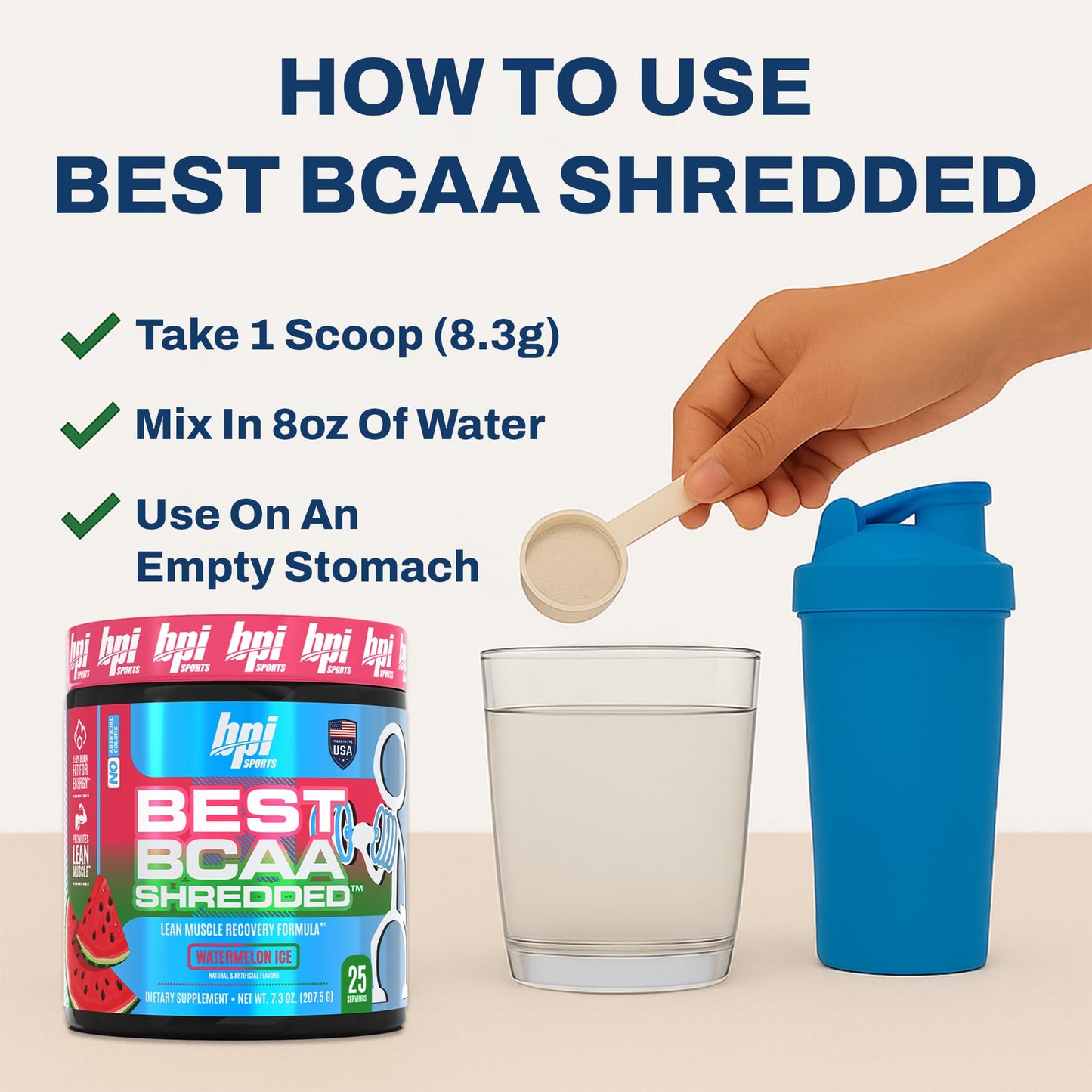 BPI Sports Best BCAA Shredded โ Caffeine Free Thermogenic BCAA Powder (Watermelon ICE)