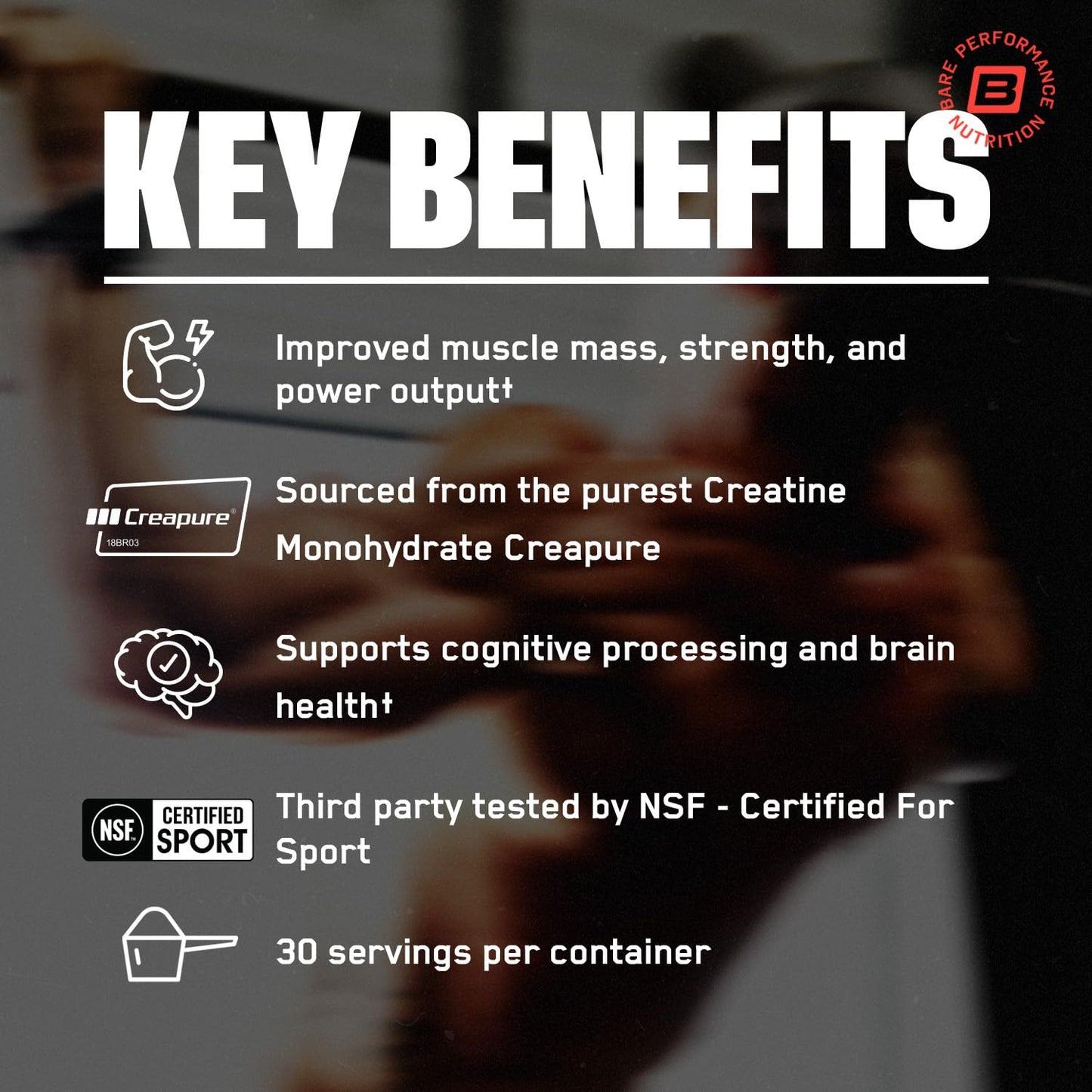 BPN Pure Creatine Monohydrate Powder with Creapure โ 5g per Serving, 30 Servings, Unflavored