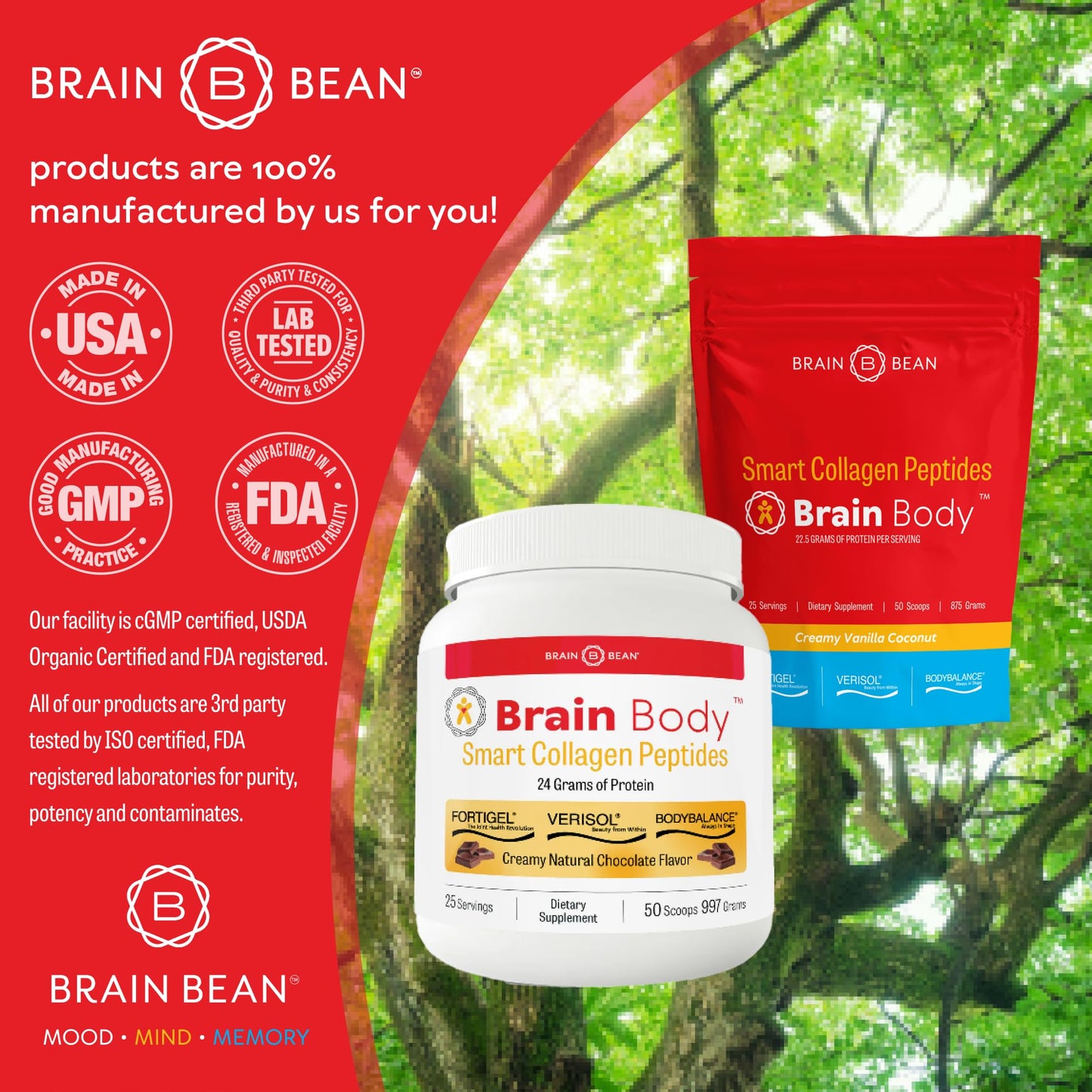 Brain Body Collagen Peptides Powder โ Vanilla Coconut, 875g | Hair, Skin, Nails & Joint Health