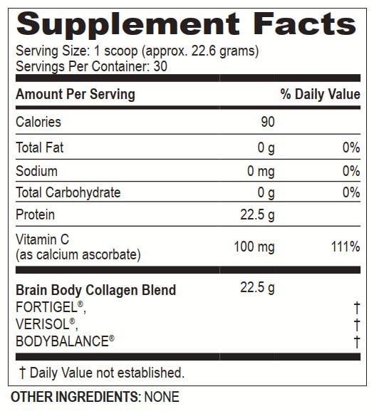 Brain Body Collagen Peptides Powder โ Unflavored 678g | 30 Servings, 22g Protein