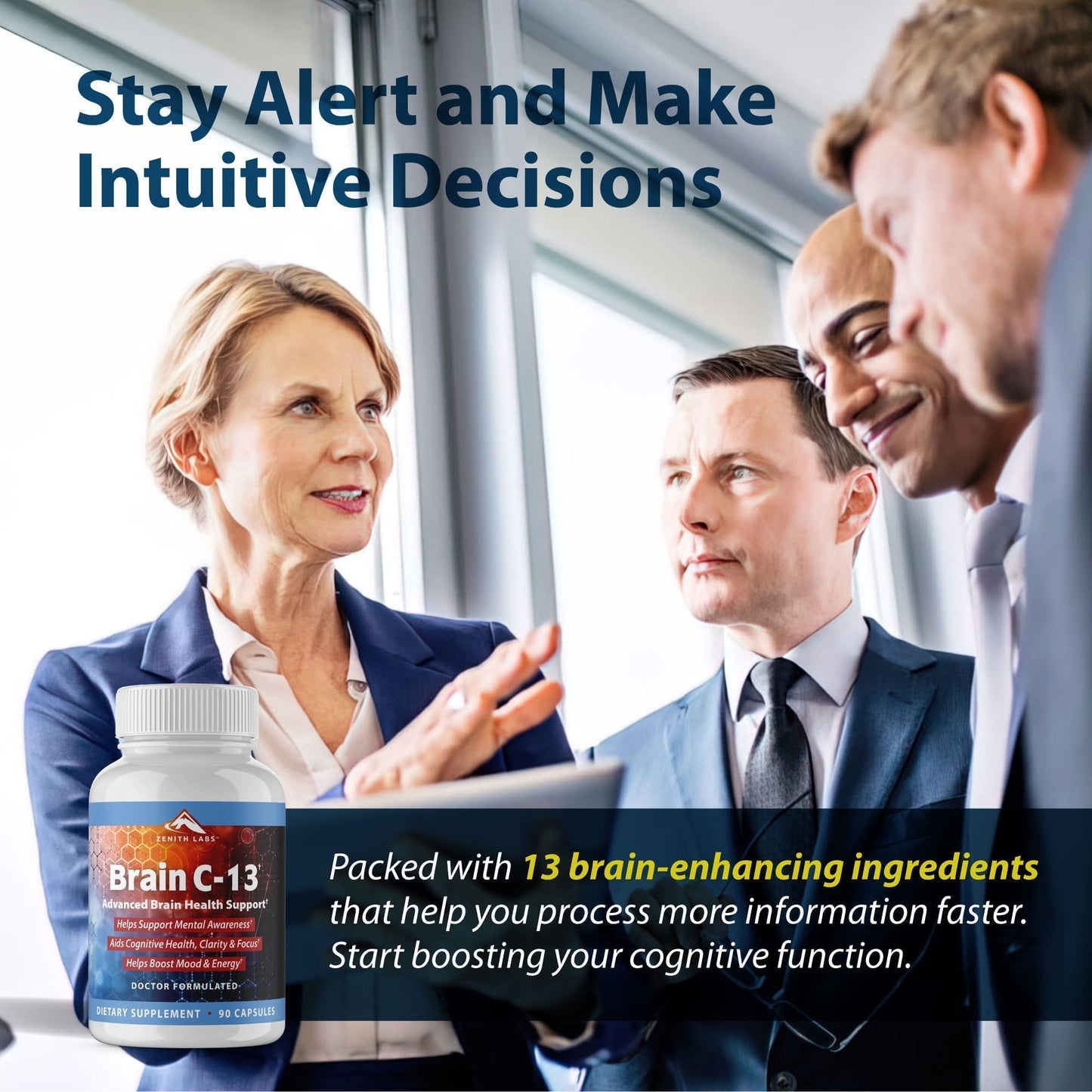 Brain C-13 Cognitive Booster by Zenith Labs โ Natural Brain Health Support for Memory, Focus & Mental Clarity (Men & Women)