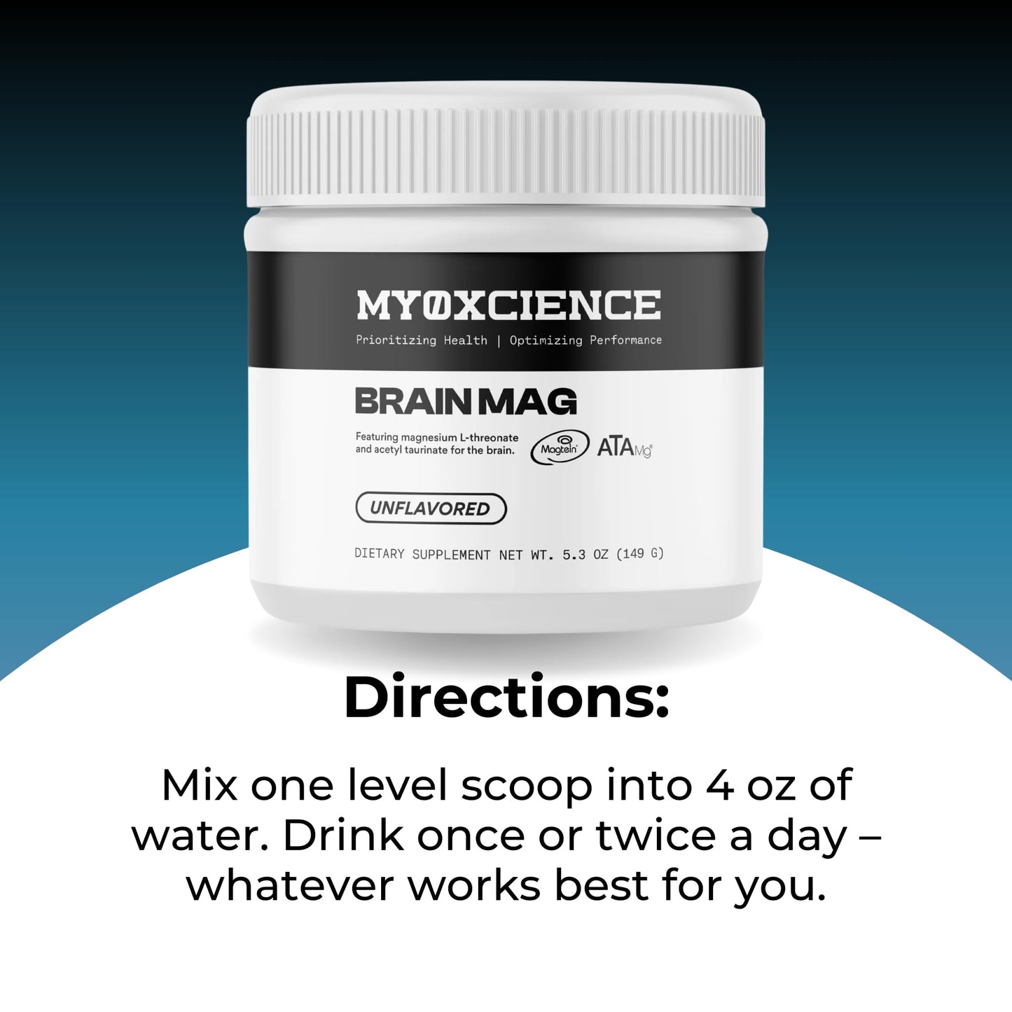 MYOXCIENCE Brain Mag | Magnesium L-Threonate Magtein & Magnesium Glycinate Powder (Unflavored) โ 60 Servings