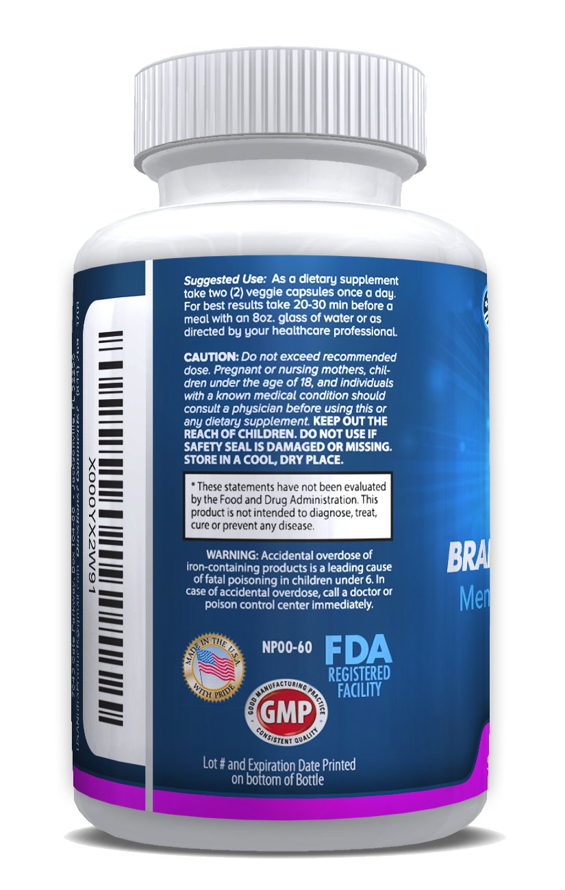 Brain Support Plus โ Brain Supplement for Memory, Focus & Clarity | 1000mg, 60 Capsules, Made in USA