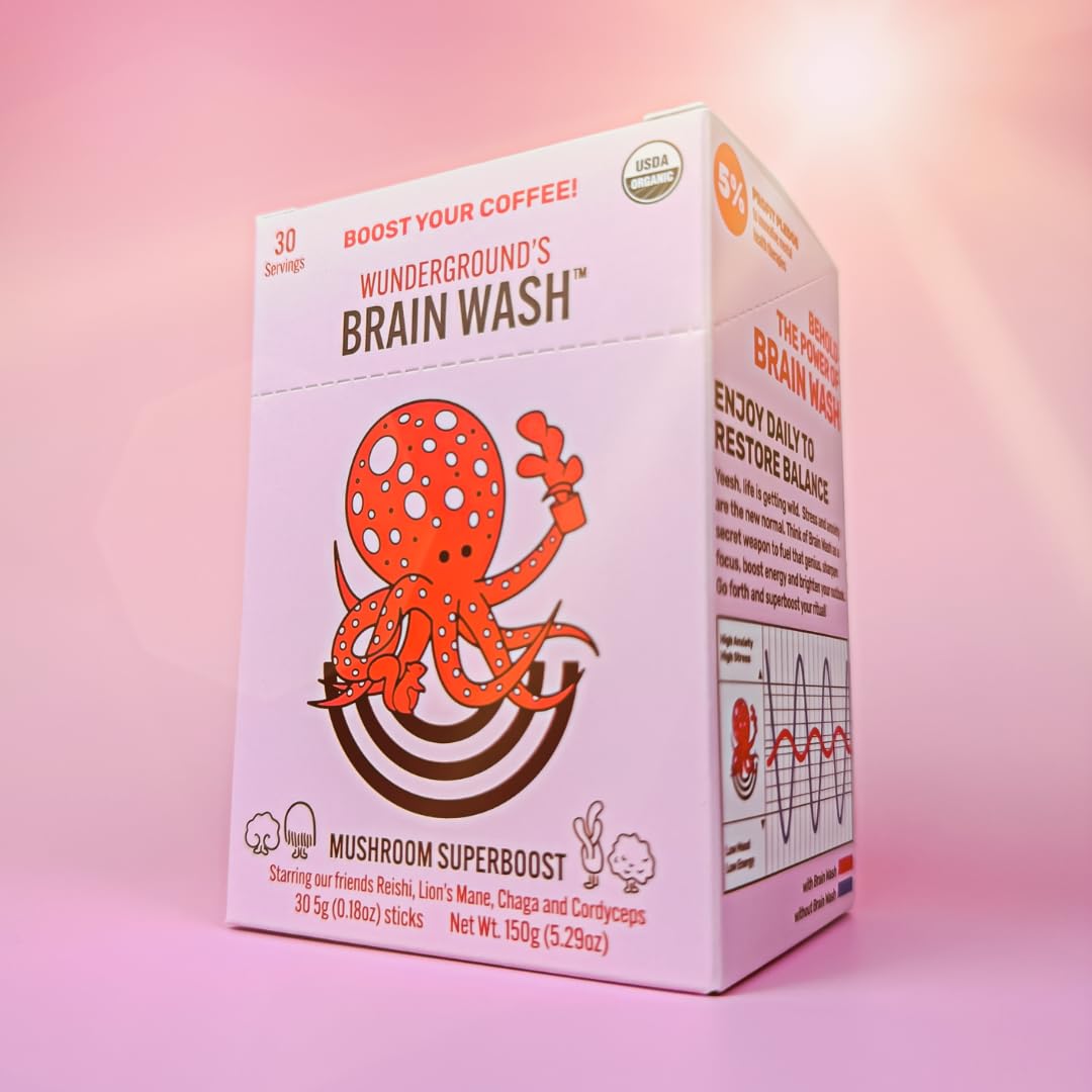 Wunderground Brain Wash Mushroom Superboost โ 30-Serving Carton
