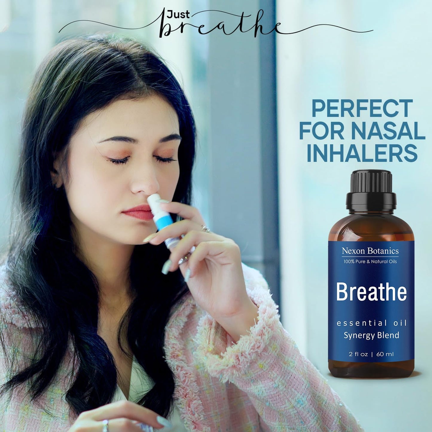 Breathe Essential Oil Blend 60 ml โ Sinus Relief with Menthol | Nexon Botanics