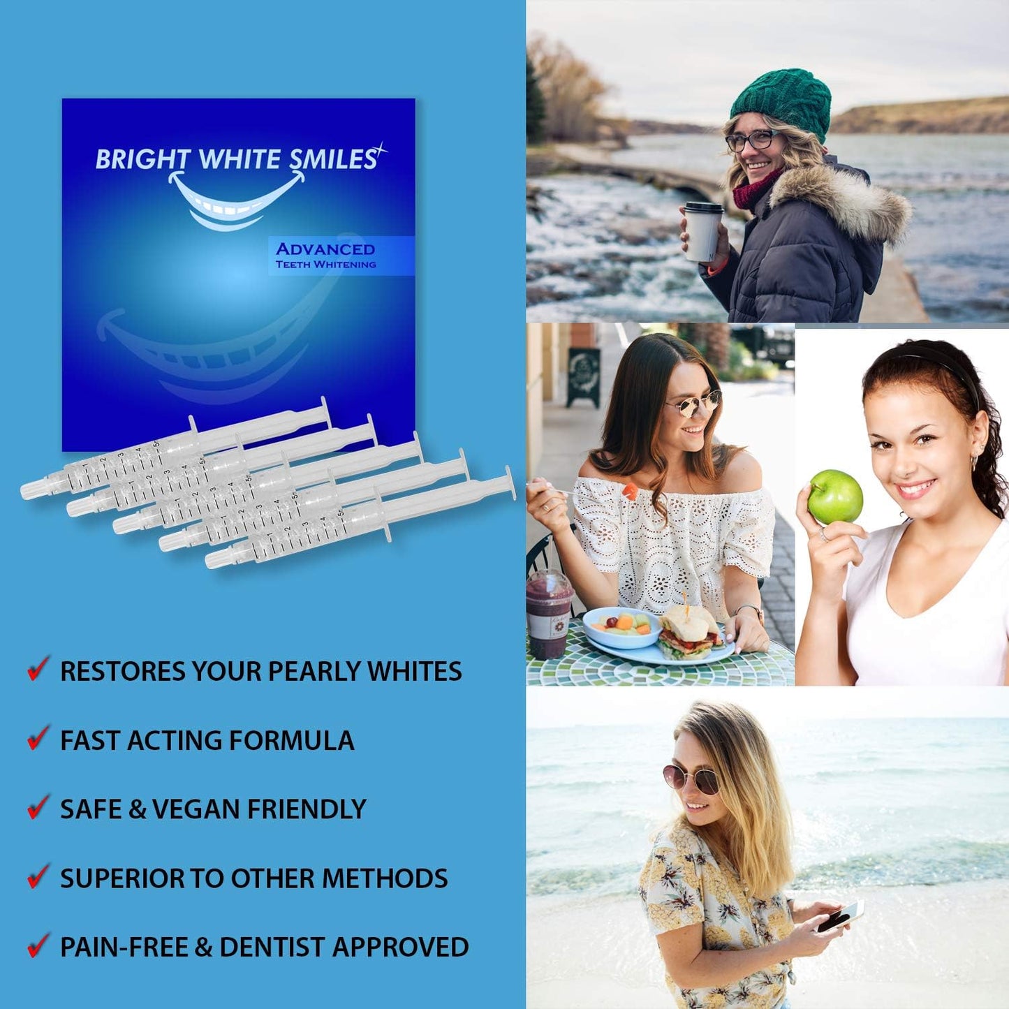 Bright White Smiles Teeth Whitening Kit โ 35% Carbamide Peroxide Gel, 5x 5cc Refills