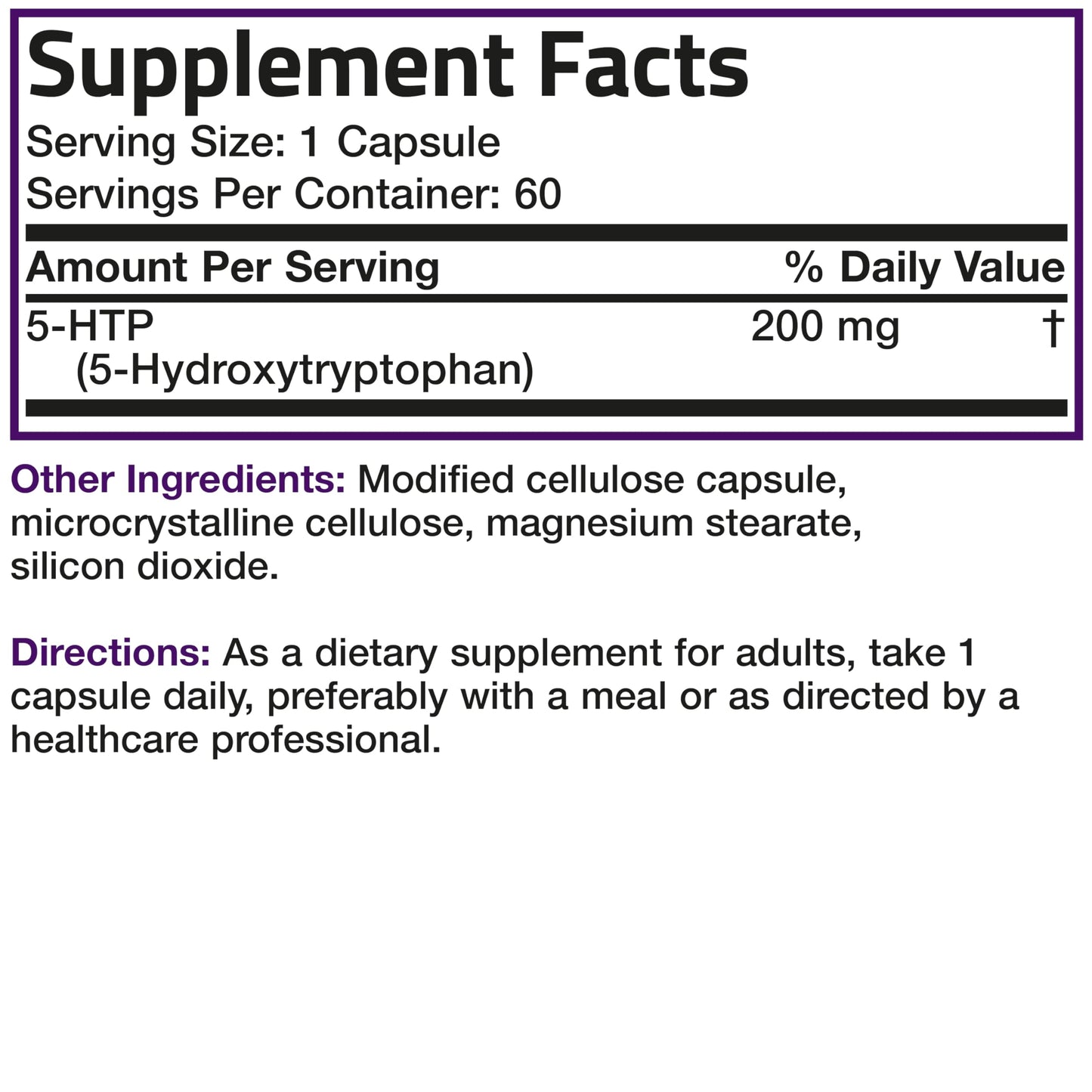 Bronson 5-HTP 200mg (Griffonia Simplicifolia) Non-GMO โ 60 Vegetarian Capsules