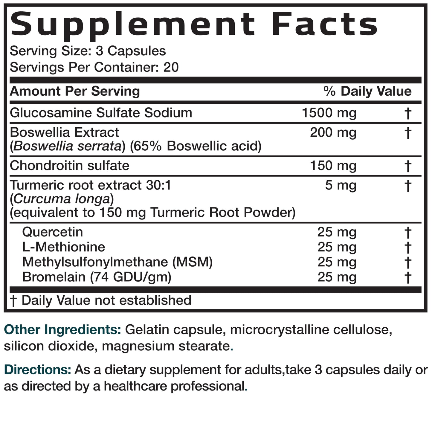 Bronson Glucosamine Chondroitin Turmeric & MSM โ Advanced Joint & Cartilage Formula | Non-GMO, 60 Capsules