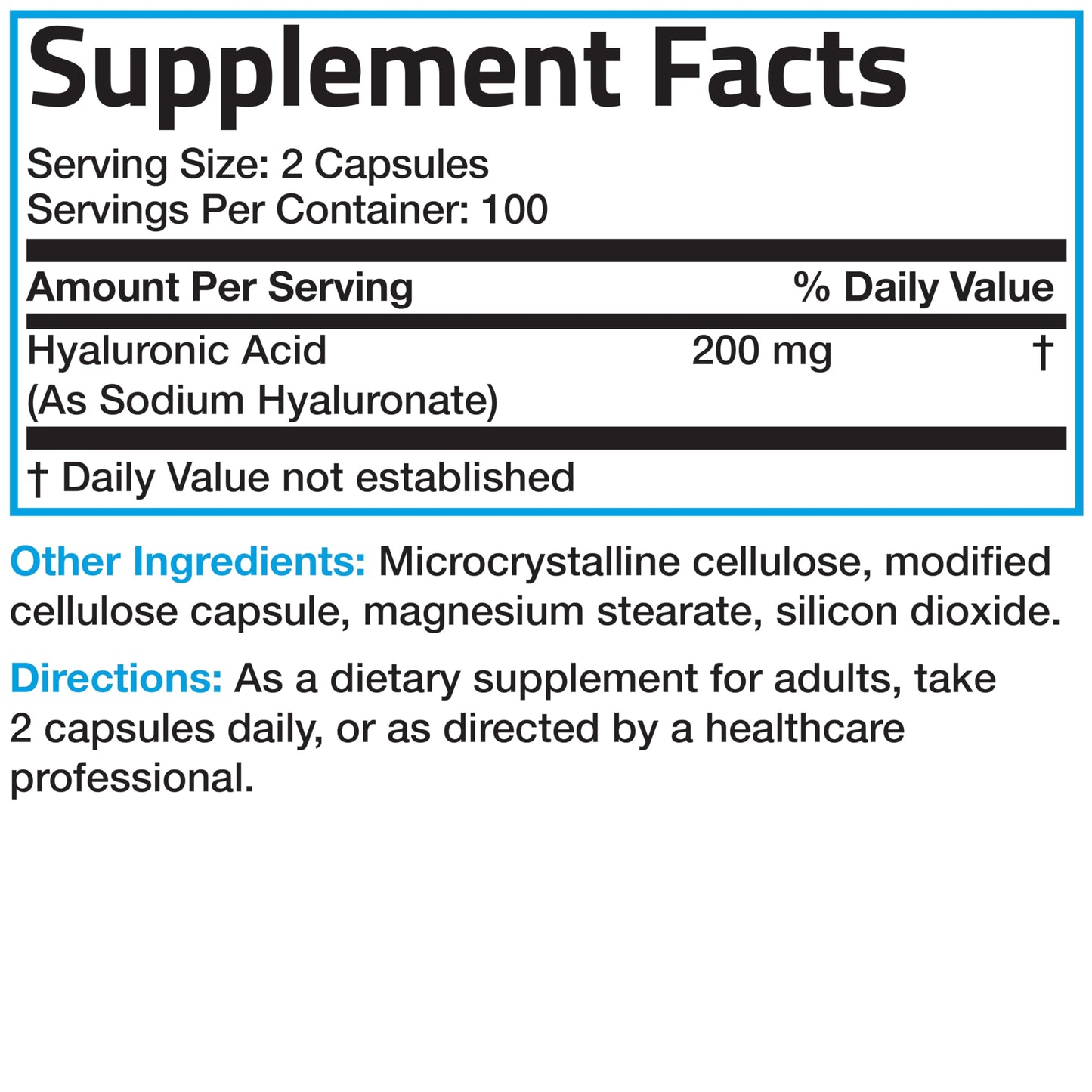 Bronson Hyaluronic Acid 200 mg โ High Potency Joint & Skin Support | Non-GMO | 200 Vegetarian Capsules