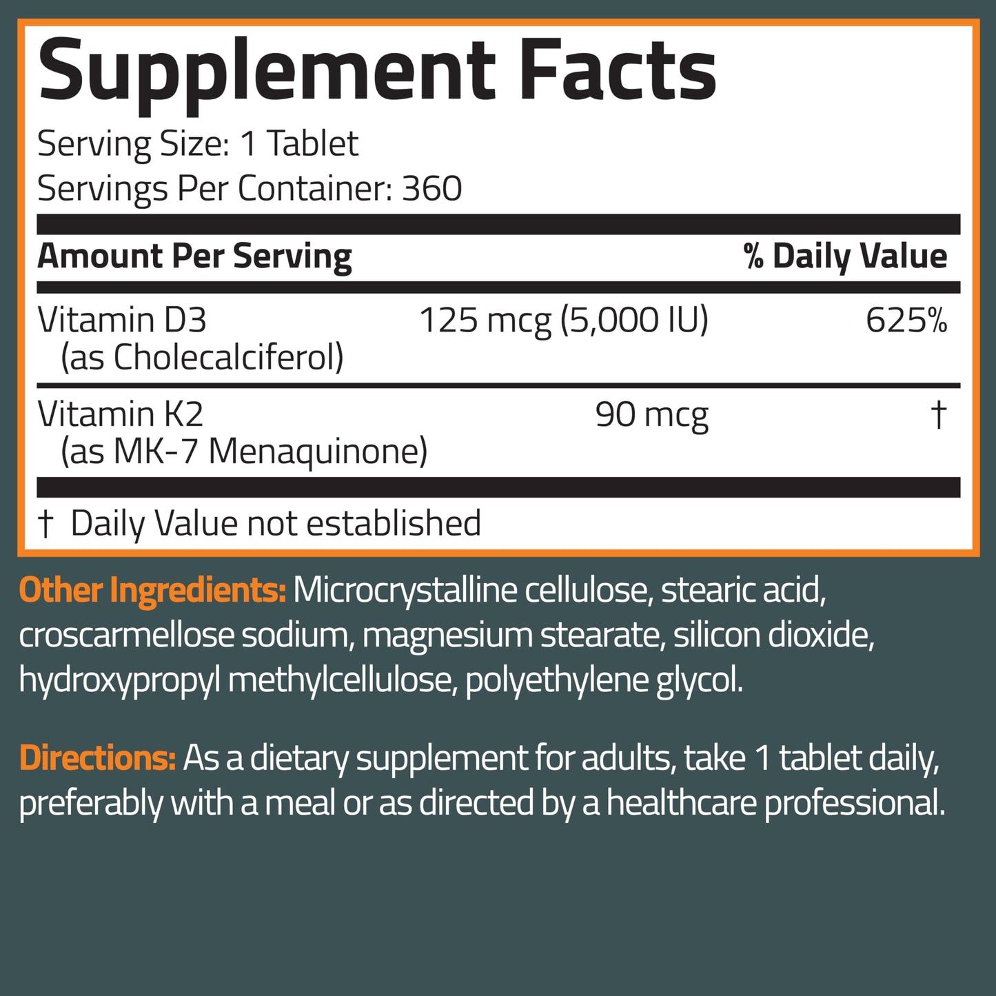 Bronson Vitamin K2 D3 MK-7 Supplement โ Non-GMO, 360 Tablets