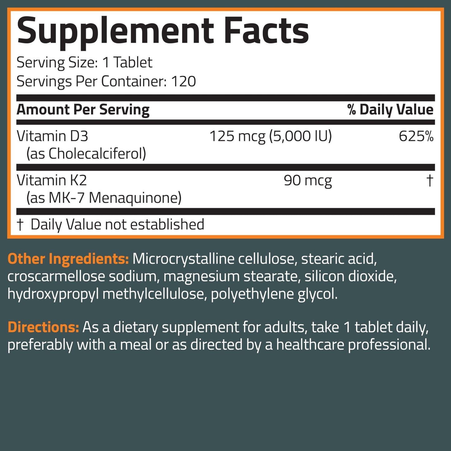 Bronson Vitamin K2 D3 (MK-7) Supplement โ Non-GMO, 120 Tablets