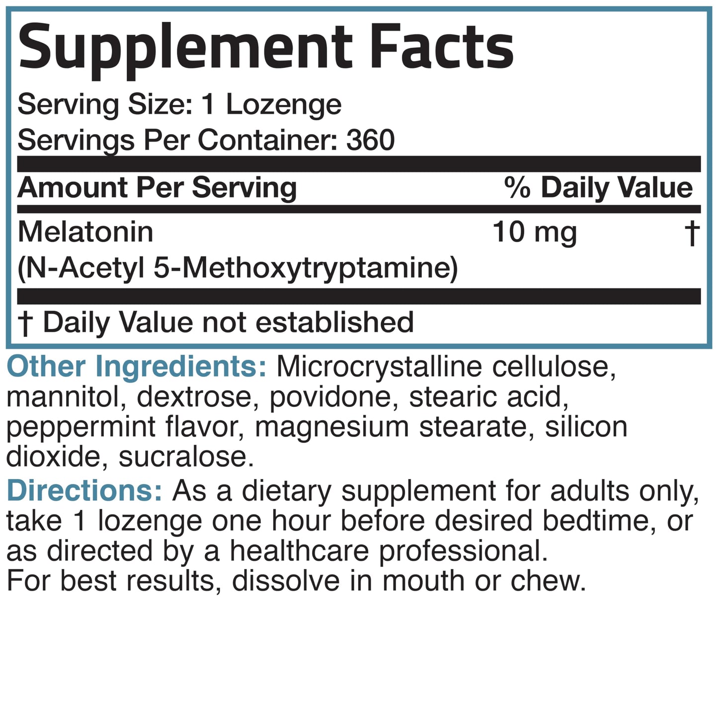 Bronson Melatonin 10 mg Fast Dissolve Peppermint Tablets โ 360 Chewable Vegetarian Lozenges