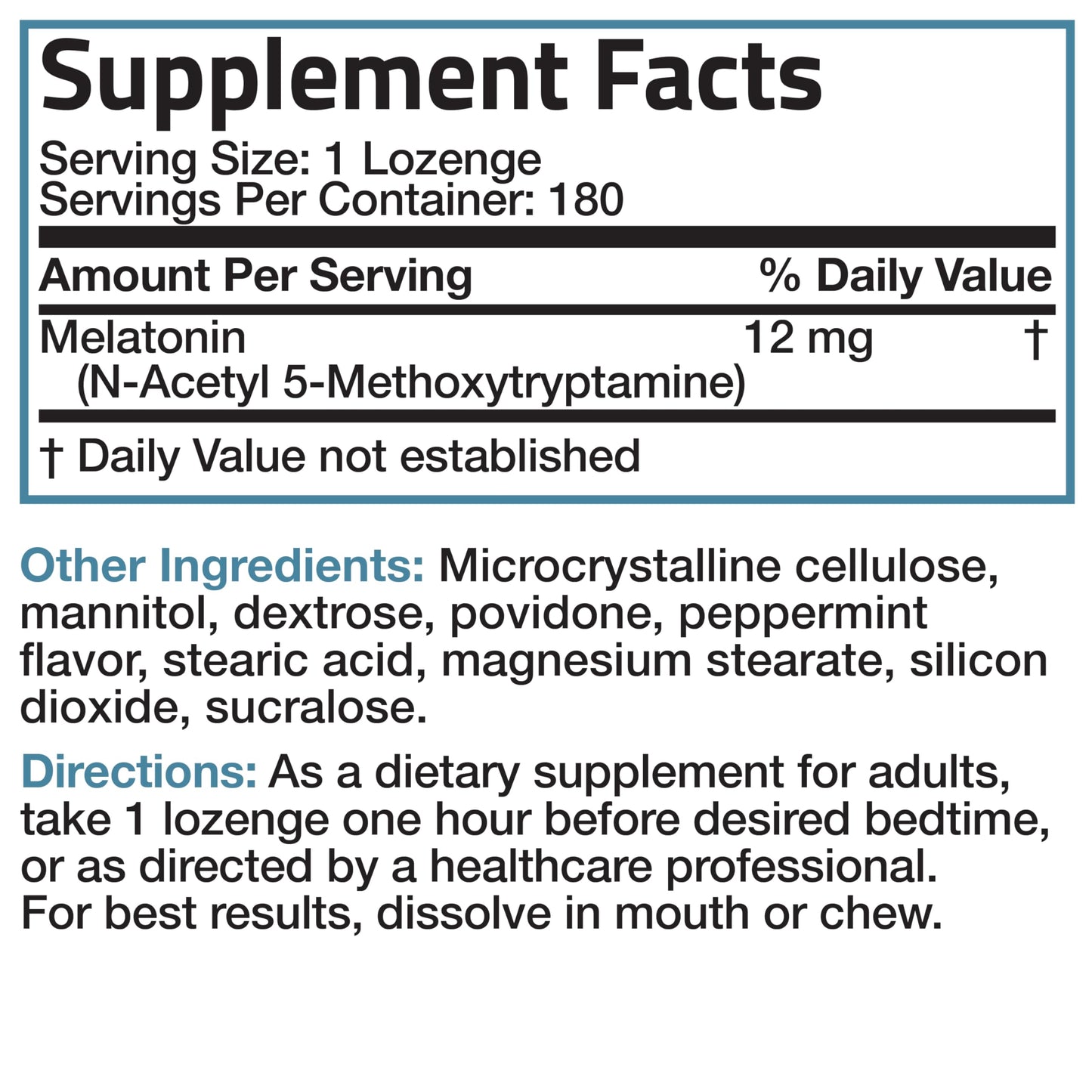 Bronson Melatonin 12mg Fast Dissolve โ Nighttime Sleep Aid (180 Peppermint Lozenges)