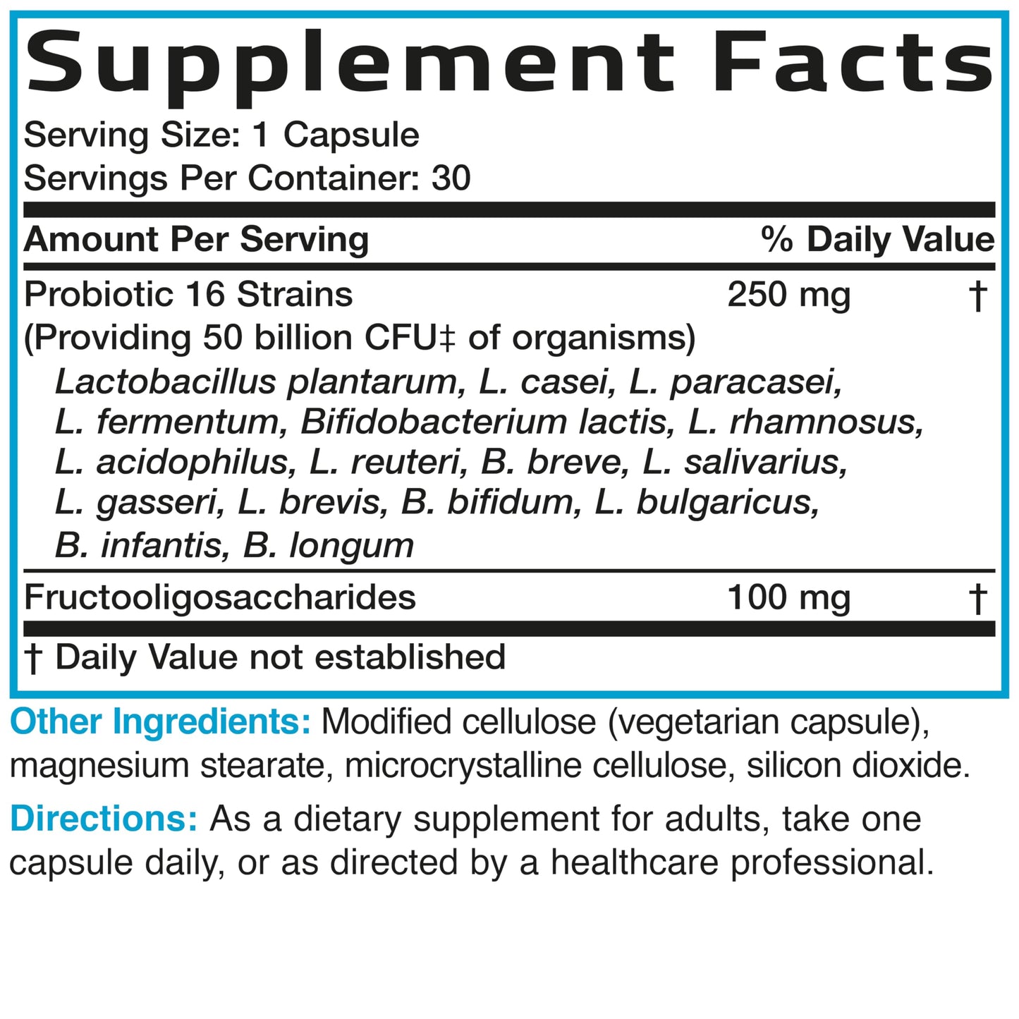 Bronson Once Daily Probiotic 50B CFU + Prebiotic, 30 Vegetarian Capsules โ Non-GMO