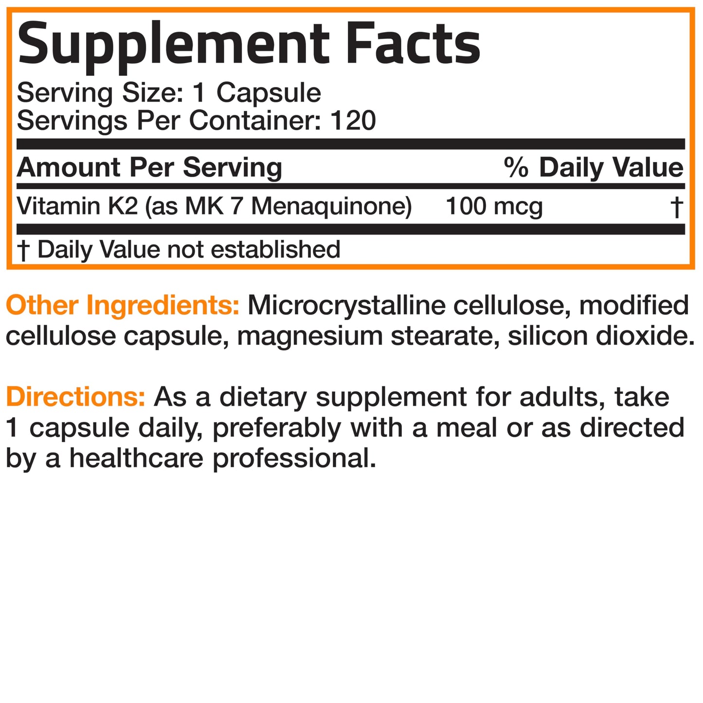 Bronson Vitamin K2 MK-7 Menaquinone 100 mcg โ Non-GMO, 120 Capsules