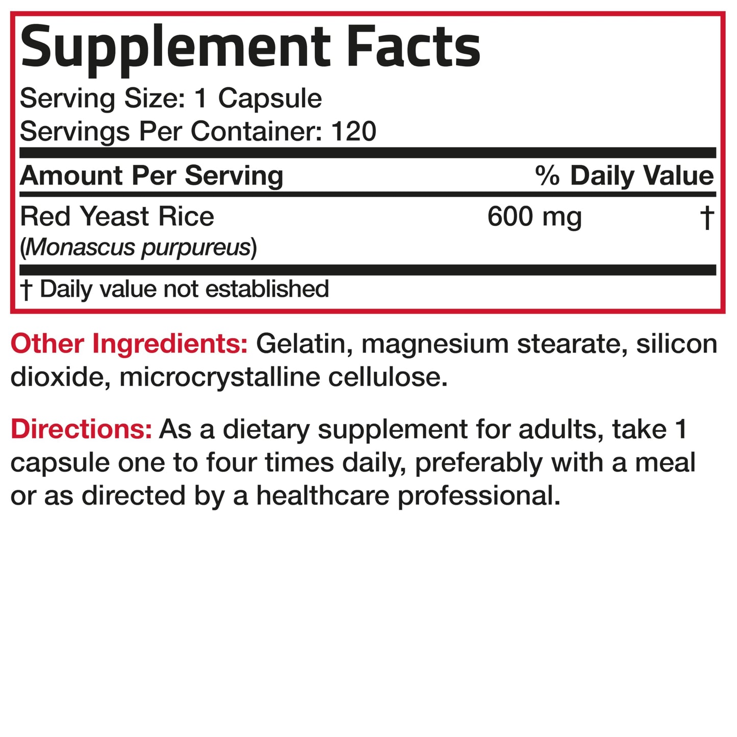 Bronson Red Yeast Rice 600 MG Monascus Purpureus Herbal Health โ Non-GMO, 120 Capsules
