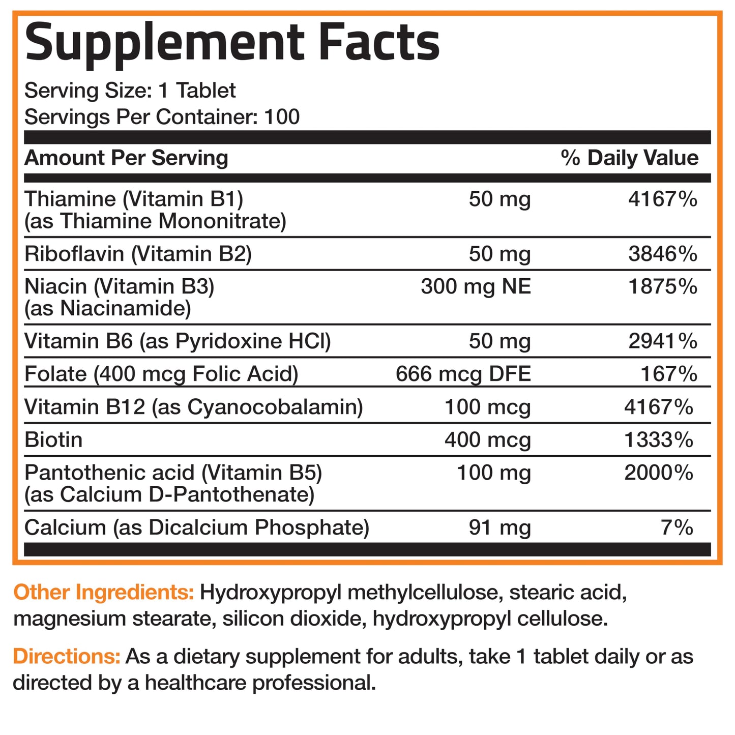 Bronson Super B Complex โ Sustained Release B Vitamins (100 Tablets)
