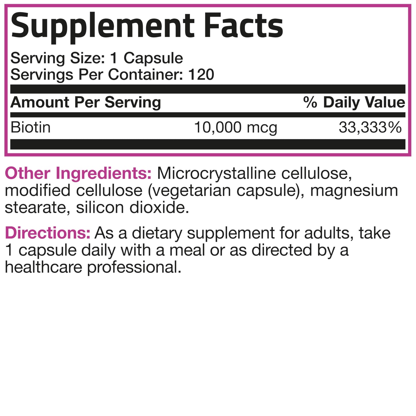 Bronson Ultra Biotin 10,000 mcg โ Hair, Skin & Nails, Non-GMO, 120 Veg Capsules