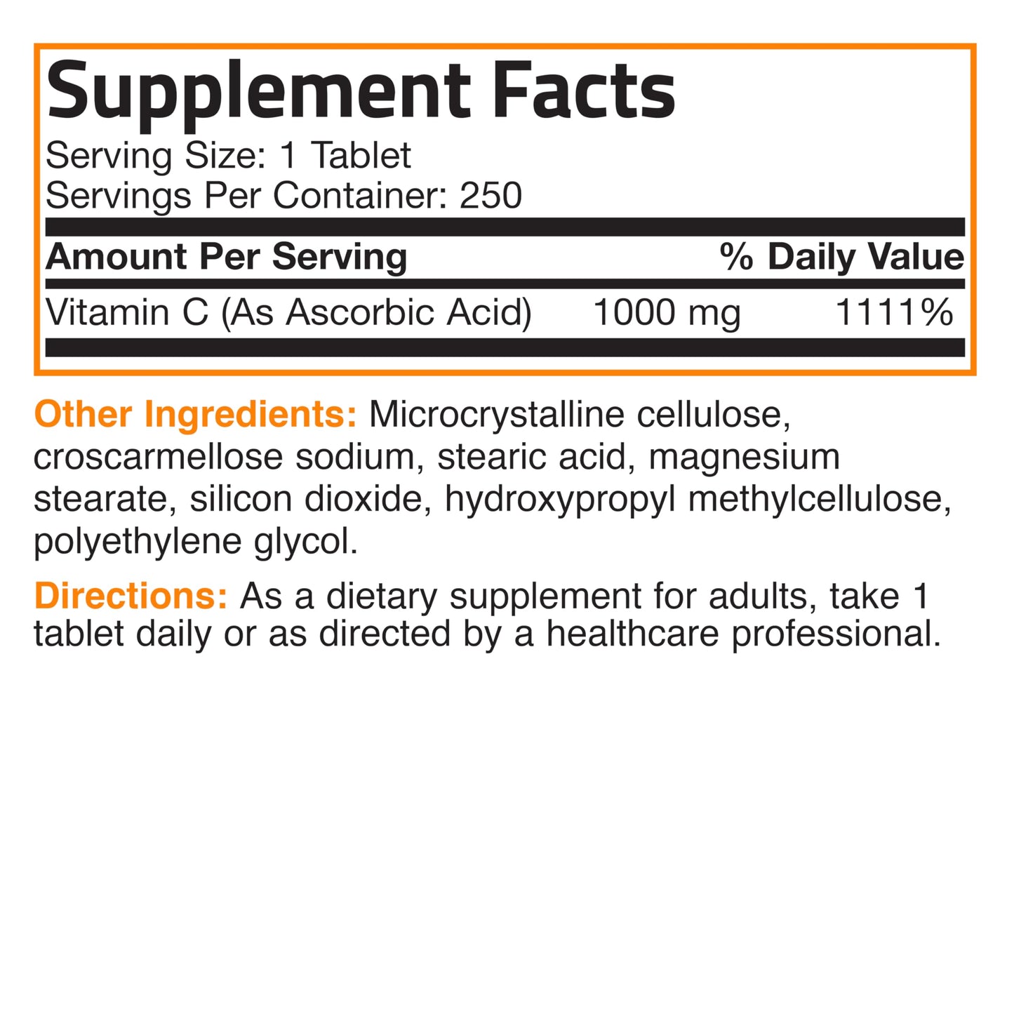 Bronson Vitamin C 1000mg Premium Non-GMO Ascorbic Acid Tablets โ 250 Count