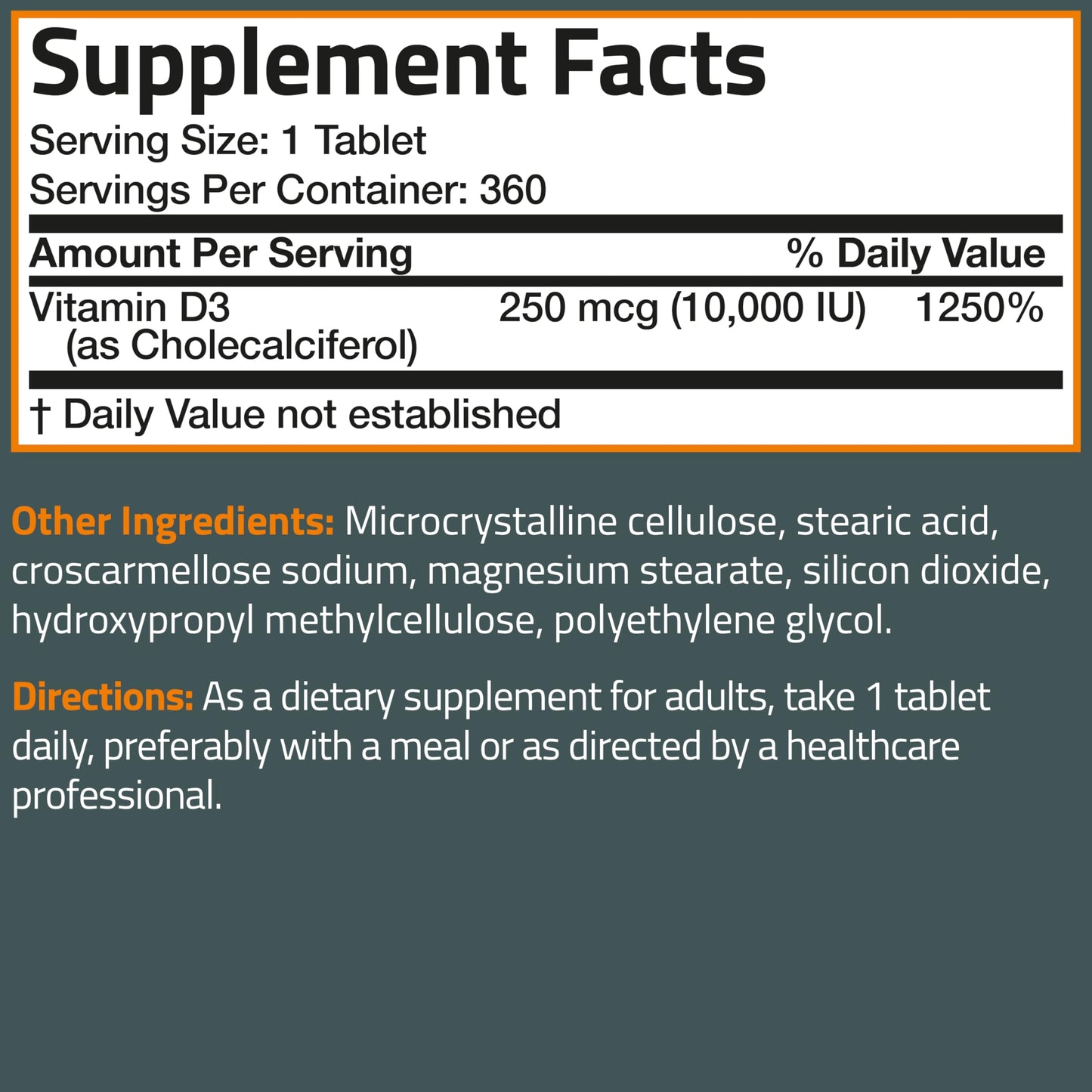 Bronson Vitamin D3 10,000 IU (250mcg) โ 360 Tablets, 1 Year Supply | Immune Support & Muscle Function