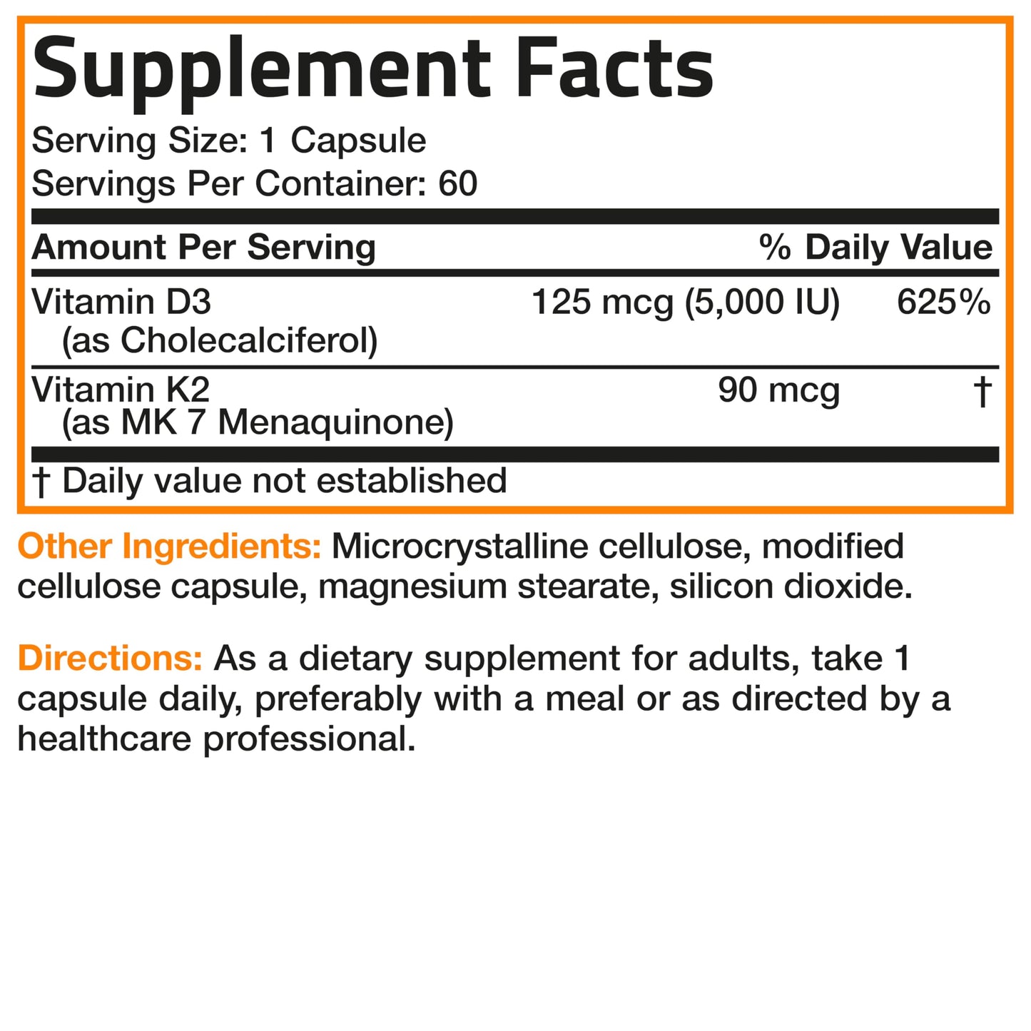 Bronson Vitamin K2 D3 (MK-7) Supplement โ 60 Capsules | Non-GMO