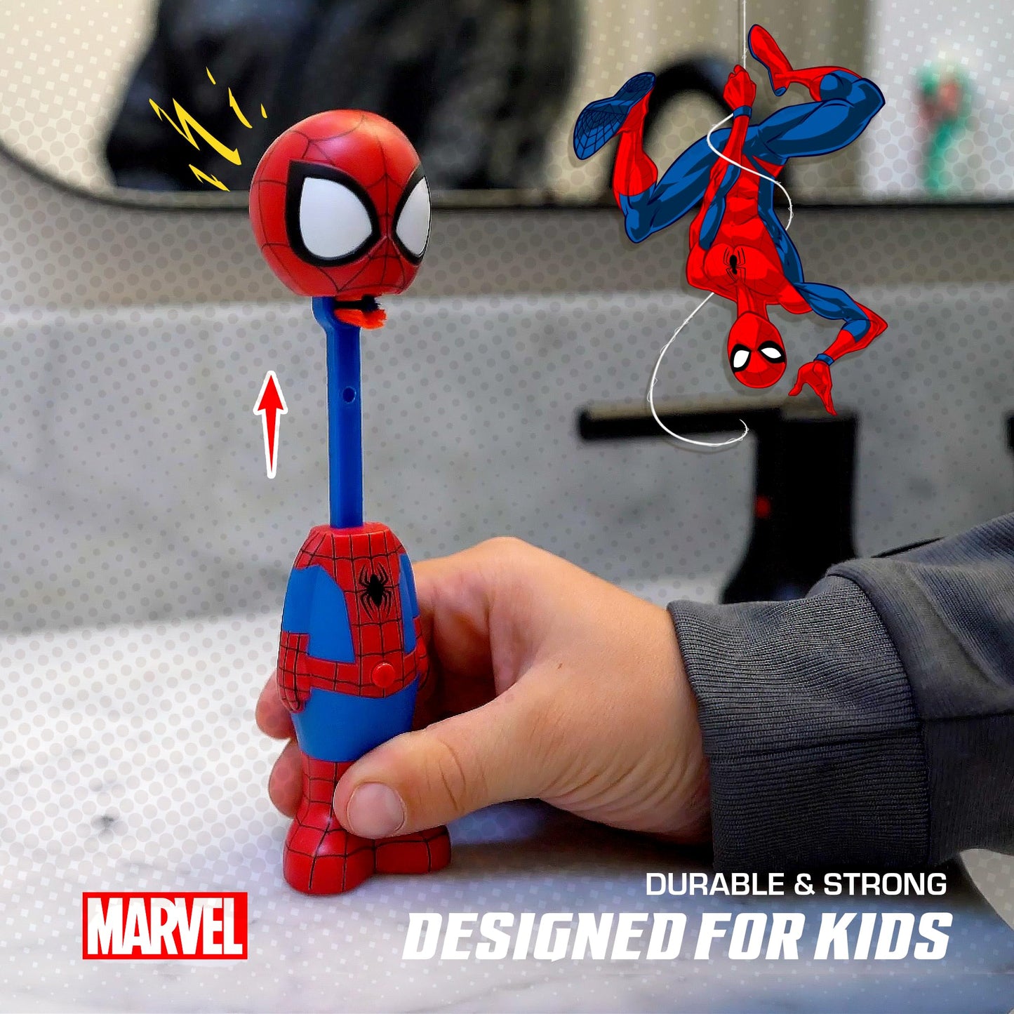 Brush Buddies Captain America Kids Toothbrush โ Soft Bristles & Poppin' Cap