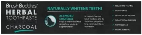 Brush Buddies Charcoal Toothpaste (2 Pack) โ Activated Charcoal Whitening, Fluoride-Free