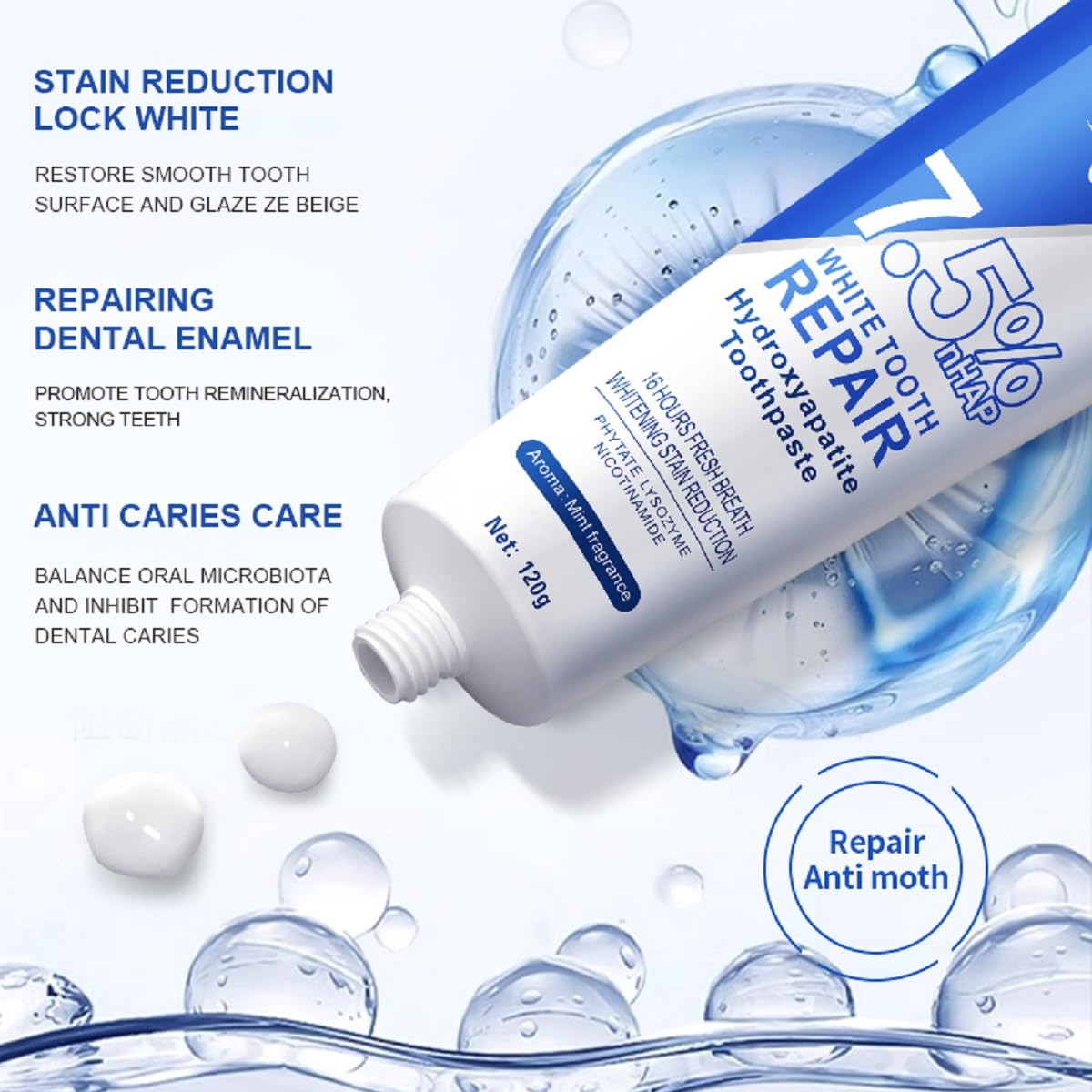 Hydroxyapatite Toothpaste 7.5% for Enamel Protection & Tooth Strengthening โ Fluoride-Free, Gentle Mint
