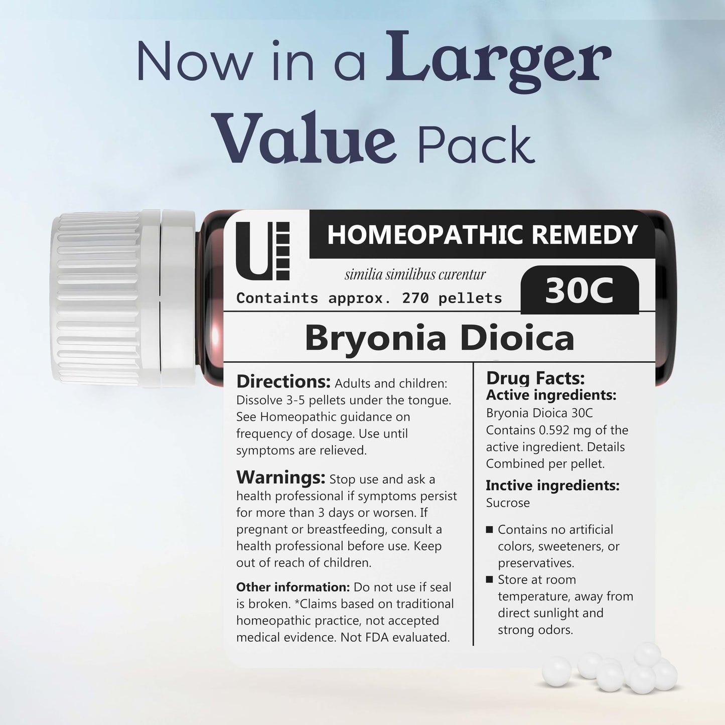 Bryonia Dioica 30C Homeopathic Remedy โ 270 Pellets, Lactose-Free