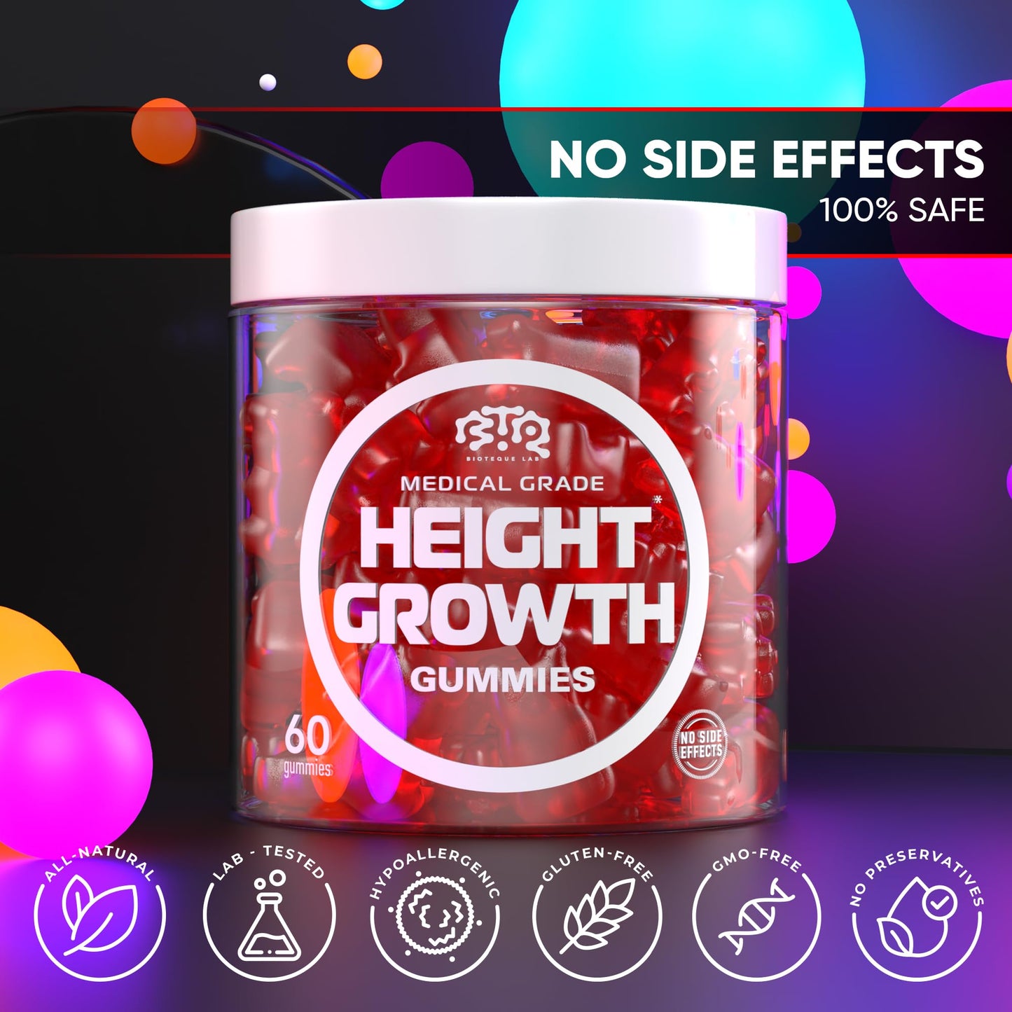 BTQ BIOTEQUE LAB BIOTEQUELAB Height Growth Gummies β Multivitamin for Teens, Kids & Adults