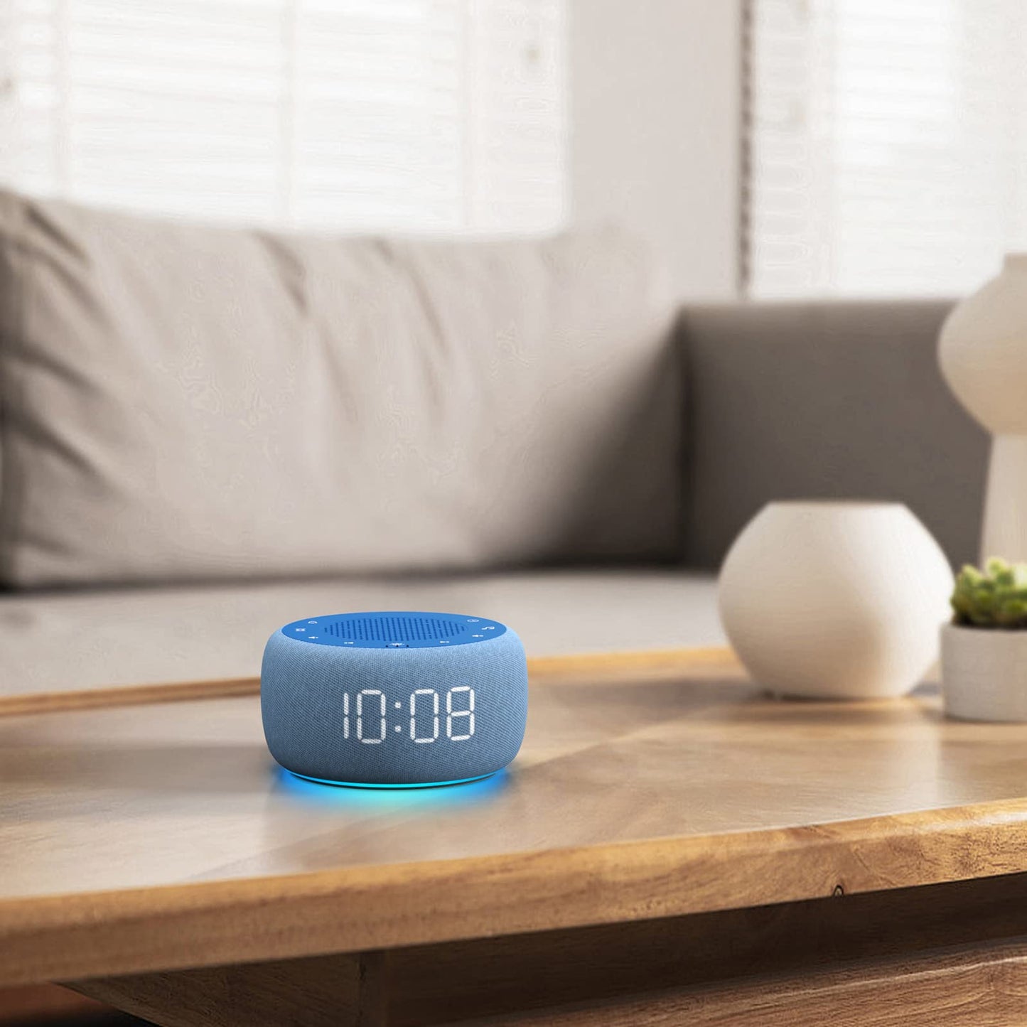 Buffbee Sound Machine & Alarm Clock 2-in-1 Twilight: 0β100% Brightness, 7-Color Ambient Light, Sleep Timer, 30-Level Volume