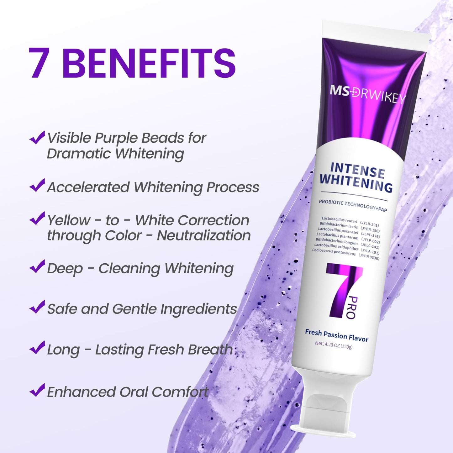 MSDRWIKEY SP-6 Toothpaste Bundle โ 6 Probiotics, 7-Pro Whitening, Fluoride-Free