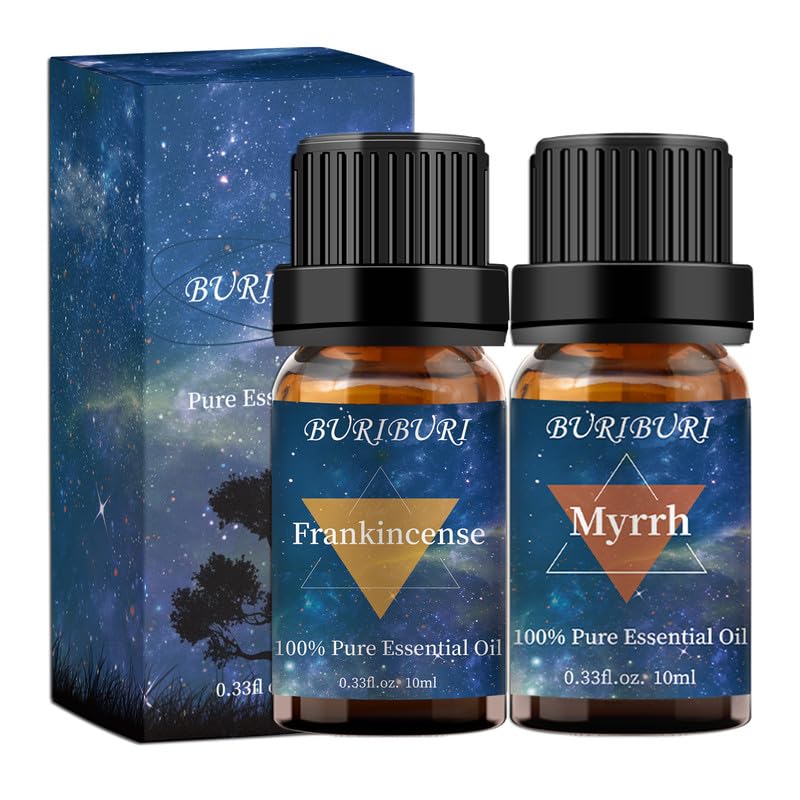 BURIBURI Frankincense & Myrrh Essential Oils Gift Set โ 2 x 10ml, 100% Pure & Natural
