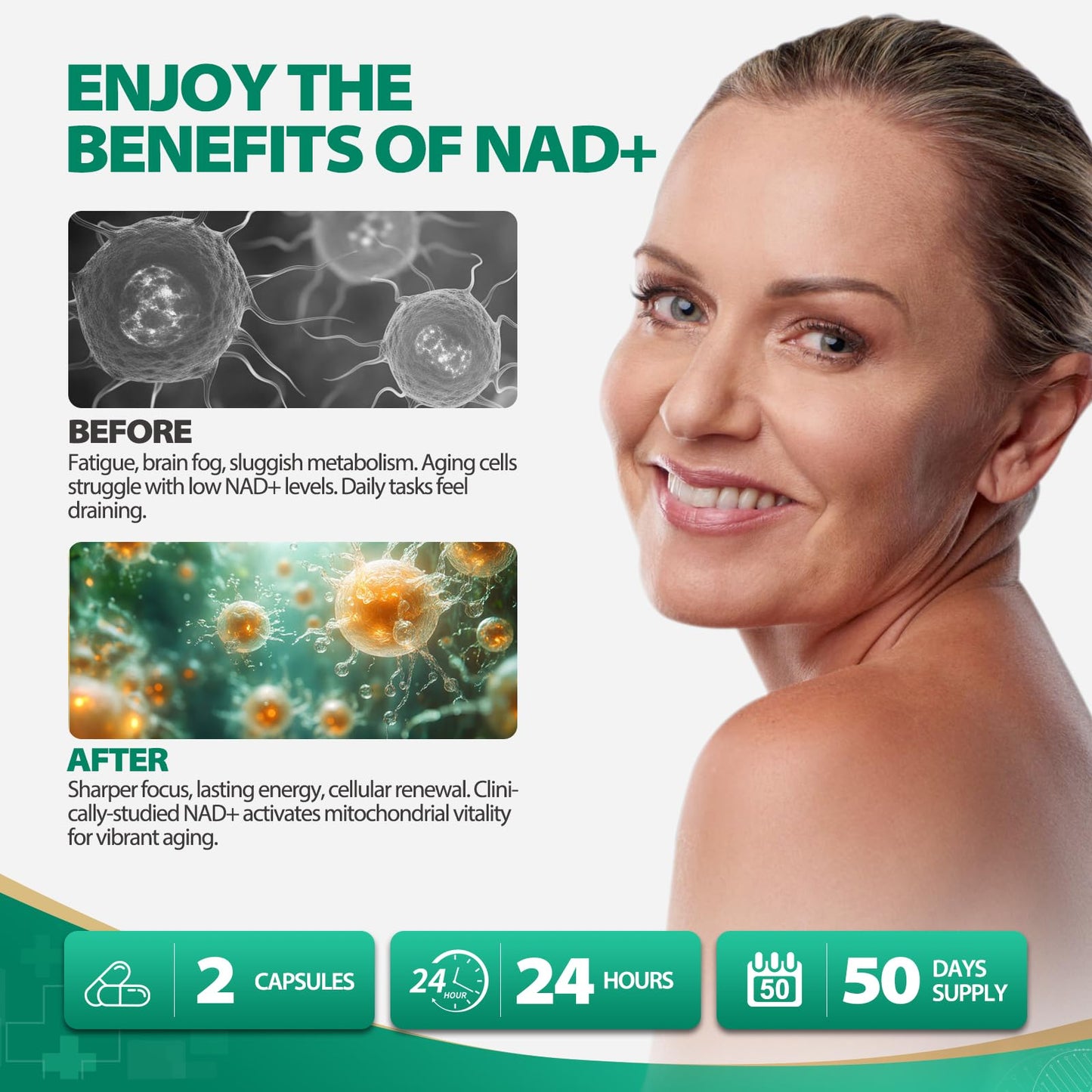 BURMINY NAD Supplement | Liposomal Nicotinamide Riboside 900mg with Resveratrol & Quercetin β 2 Pcs