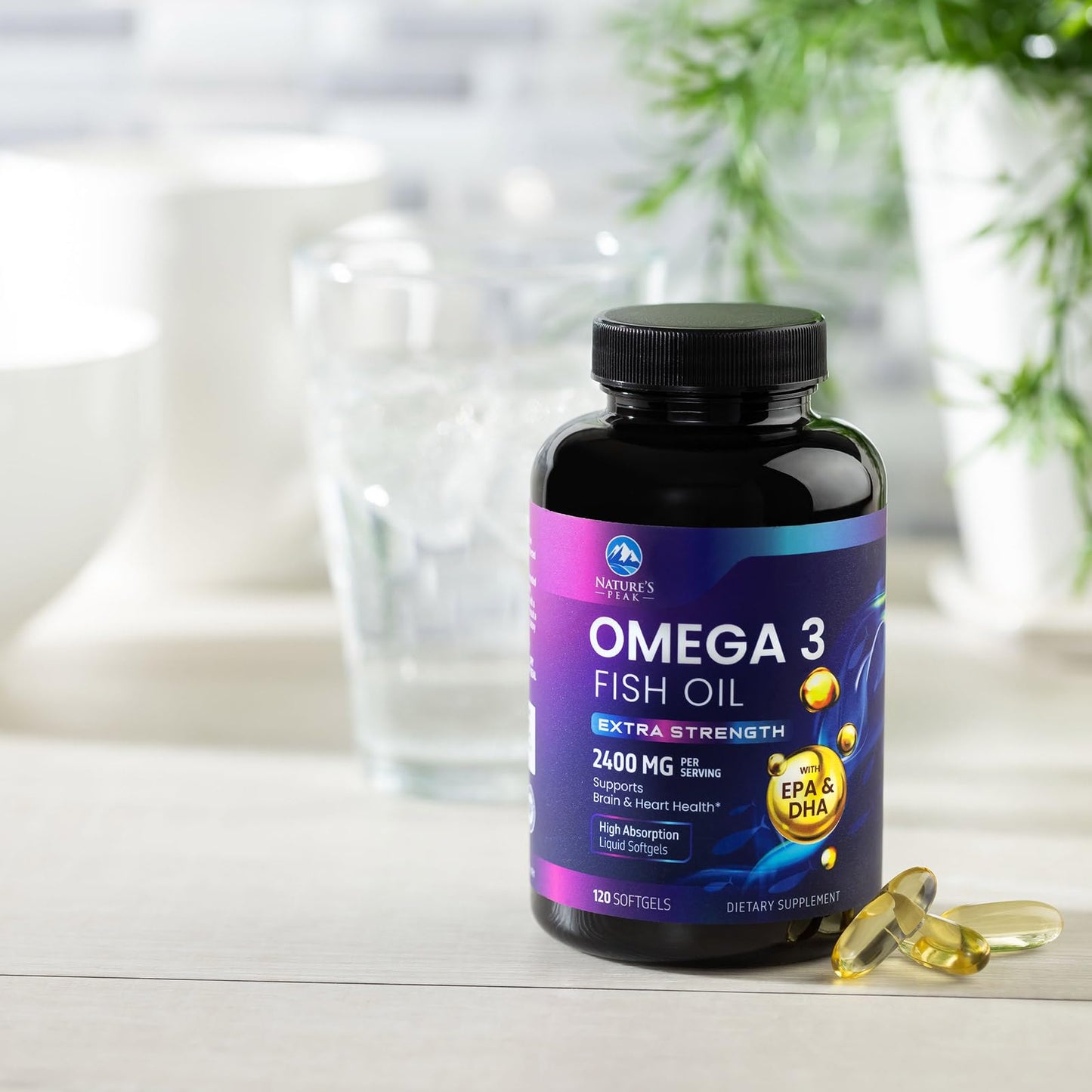 Omega 3 Fish Oil 2400 mg โ Triple Strength, Sustainably Sourced | Nature's Peak | 120 Softgels