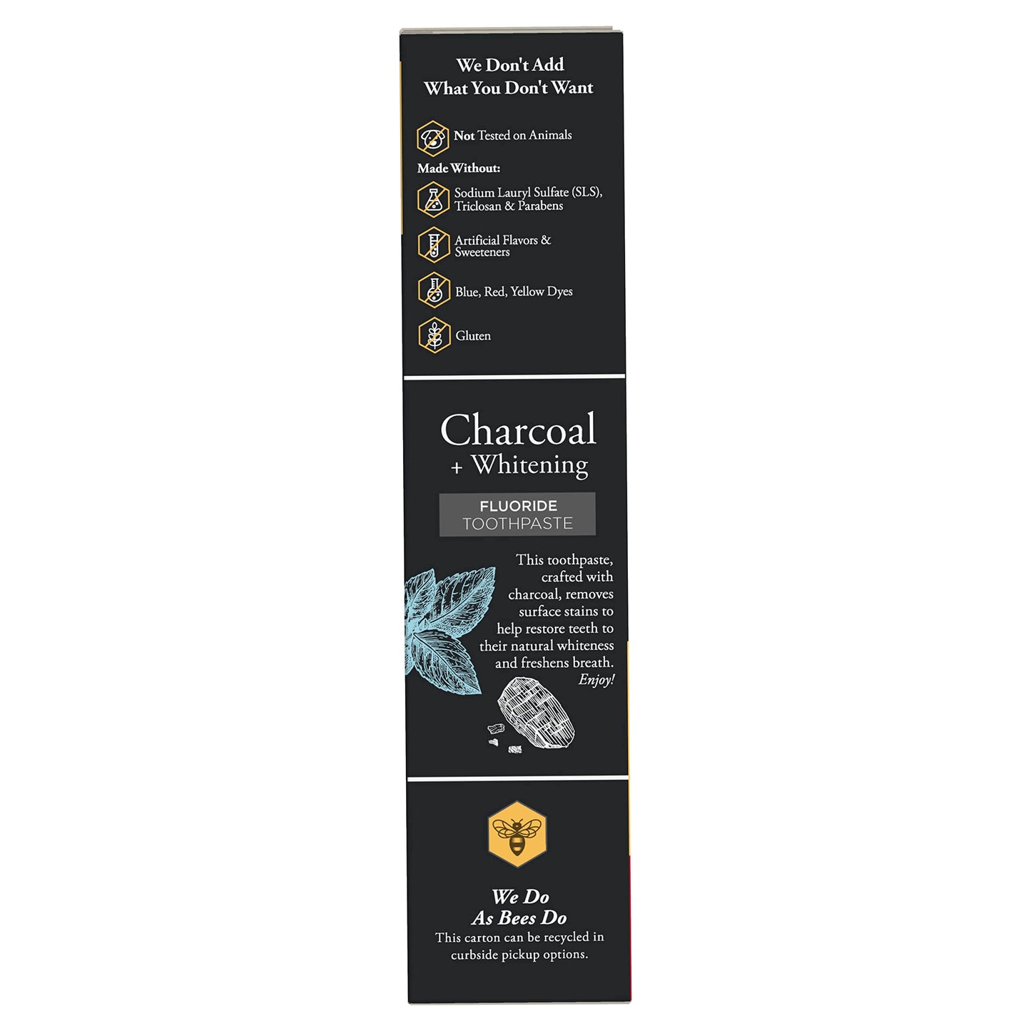 Burt's Bees Charcoal Toothpaste with Fluoride โ Mountain Mint, 3 x 4.7 oz (SLS-Free, Not Tested on Animals)