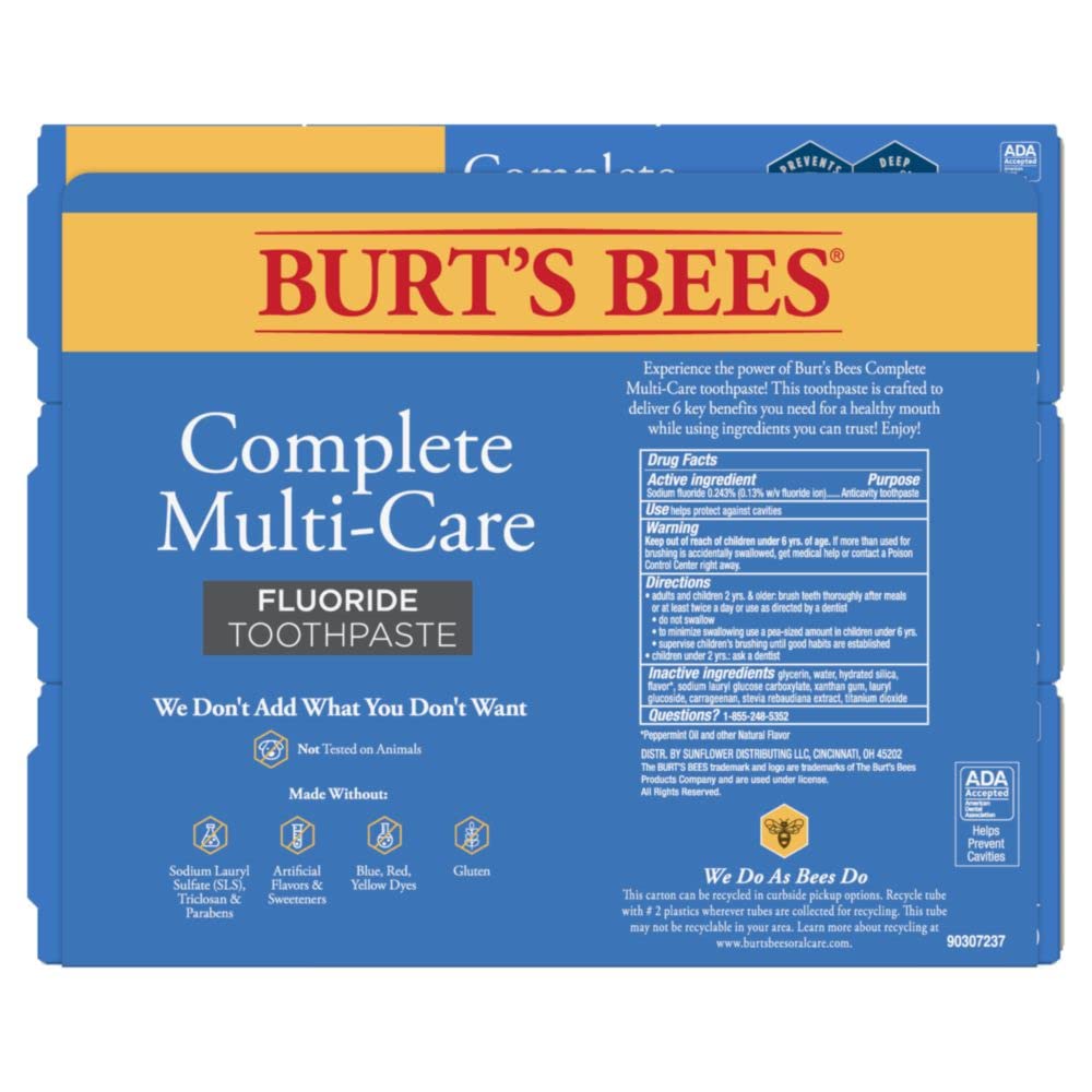 Burt's Bees Complete Multi-Care Toothpaste 4.7 oz โ Pack of 3