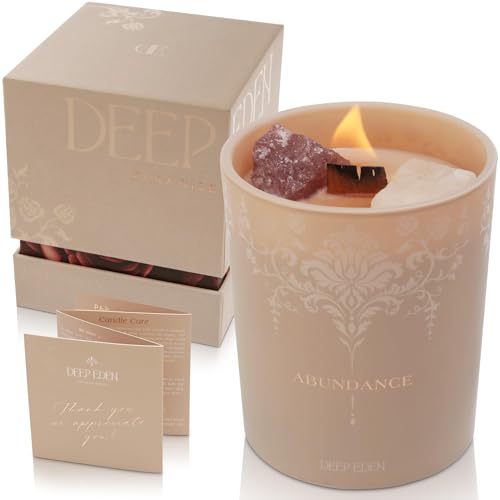 Luxury Crystal Candle for Women โ Velvet Rose & Patchouli, Quartz Crystals