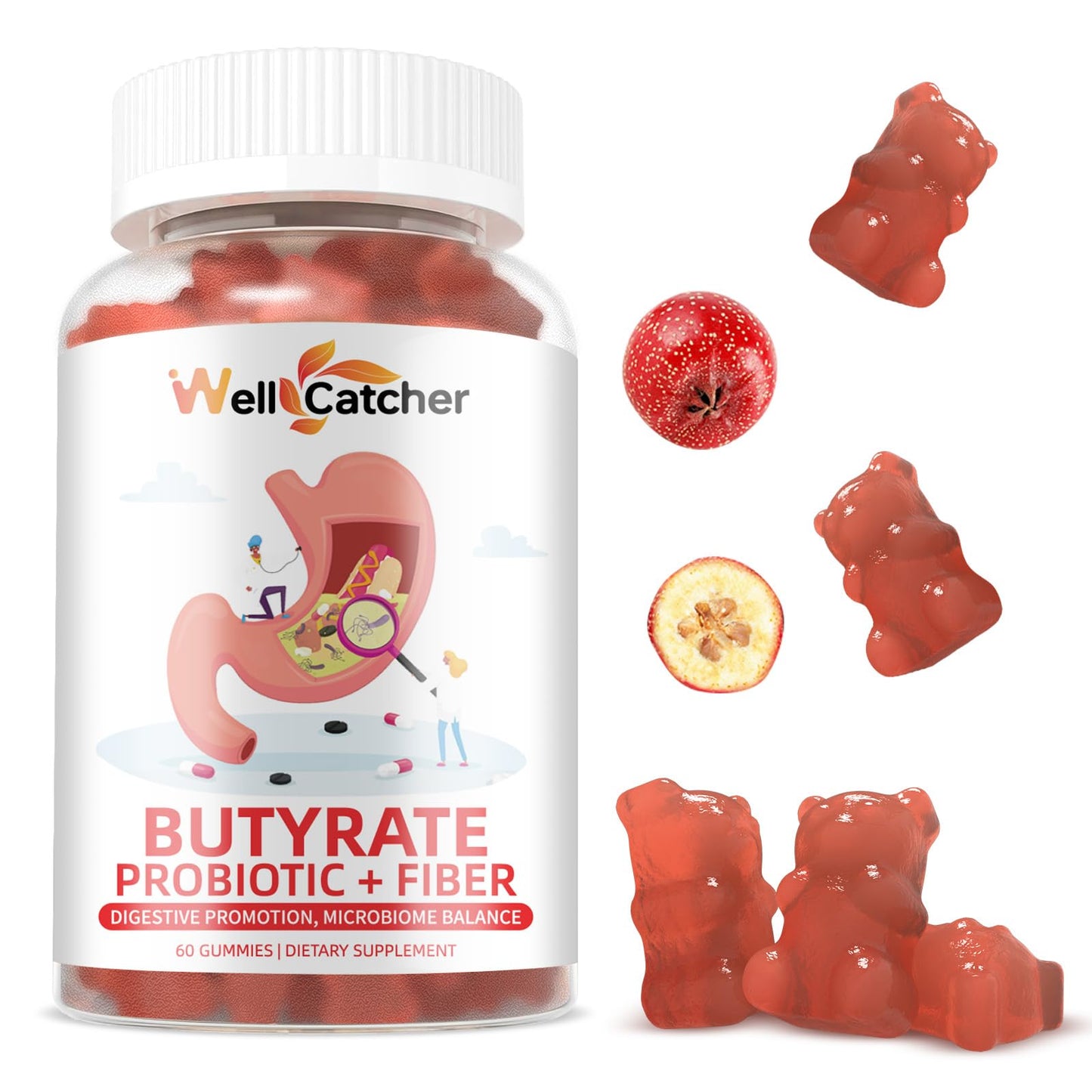 Butyrate Gummies for Gut Health with Probiotic & Prebiotic Fiber โ Sugar Free & Vegan