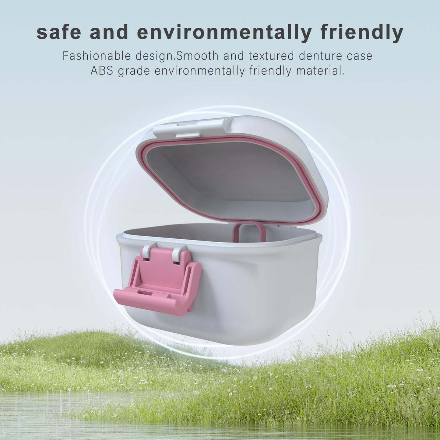 BVN Leak-Proof Denture Case โ Pink & White Denture Cup for Soaking