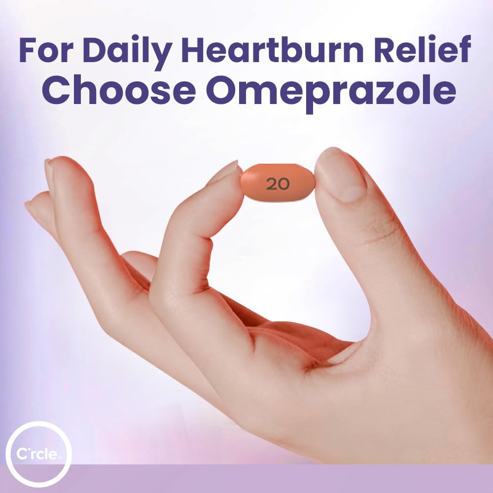 C'rcle Omeprazole 20mg Bulk 84 Count β Heartburn Relief & Acid Reflux Medicine (Six 14 Ct Bottles)