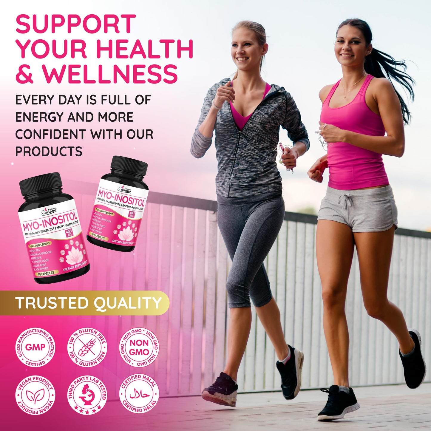 Cadane Organic Myo-Inositol & Green Tea Capsules – 90 Vegan, Non-GMO