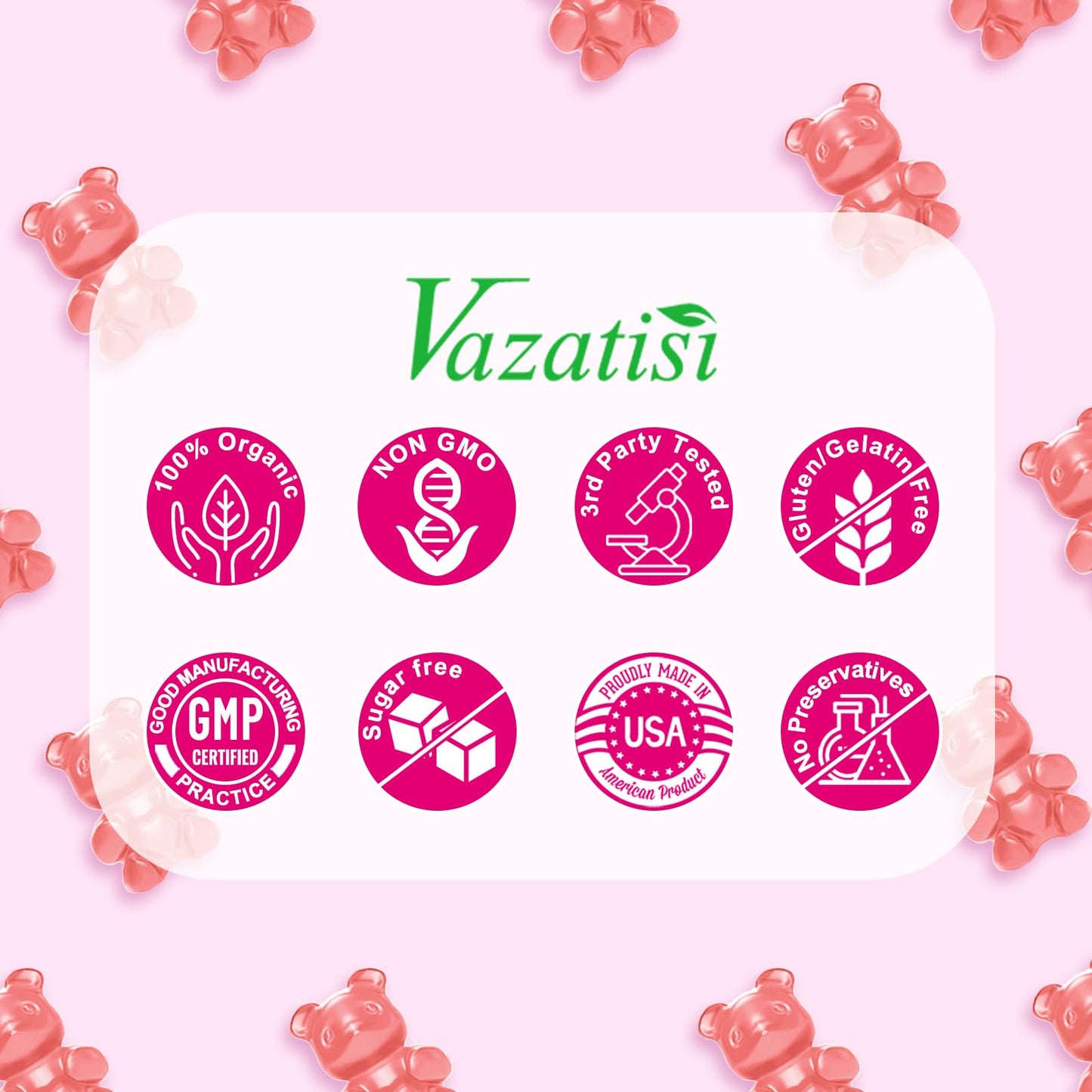 Vazatisi Calcium Magnesium Zinc Gummies with Vitamin D3 & B12 โ Peach Flavor, 60 Count