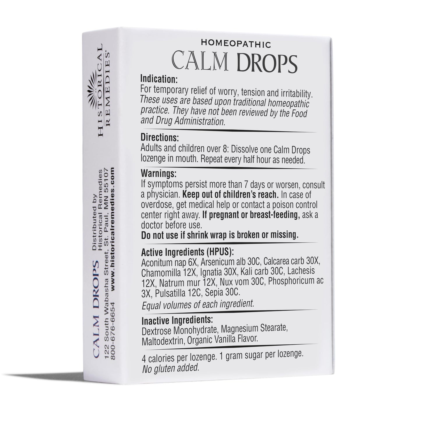 Calm Drops Homeopathic Lozenges โ Vegan, Gluten-Free Vanilla Flavor