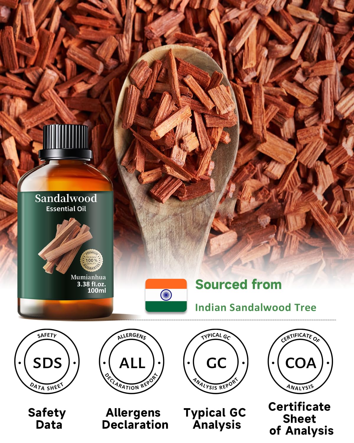 Pure Sandalwood Essential Oil 3.38 Fl Oz โ Bedtime Serenity & Pillow Mist