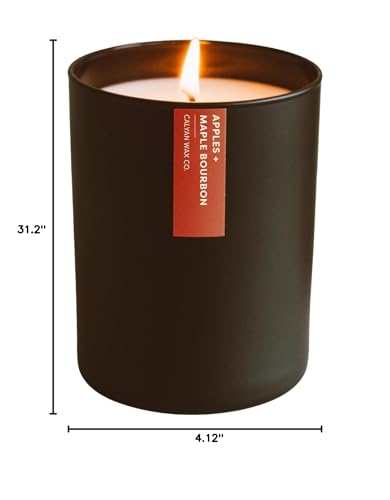 Calyan Wax Co. Apples & Maple Bourbon Candle โ 75-Hour Burn, Non-Toxic Soy, Black Tumbler Jar 10.2oz